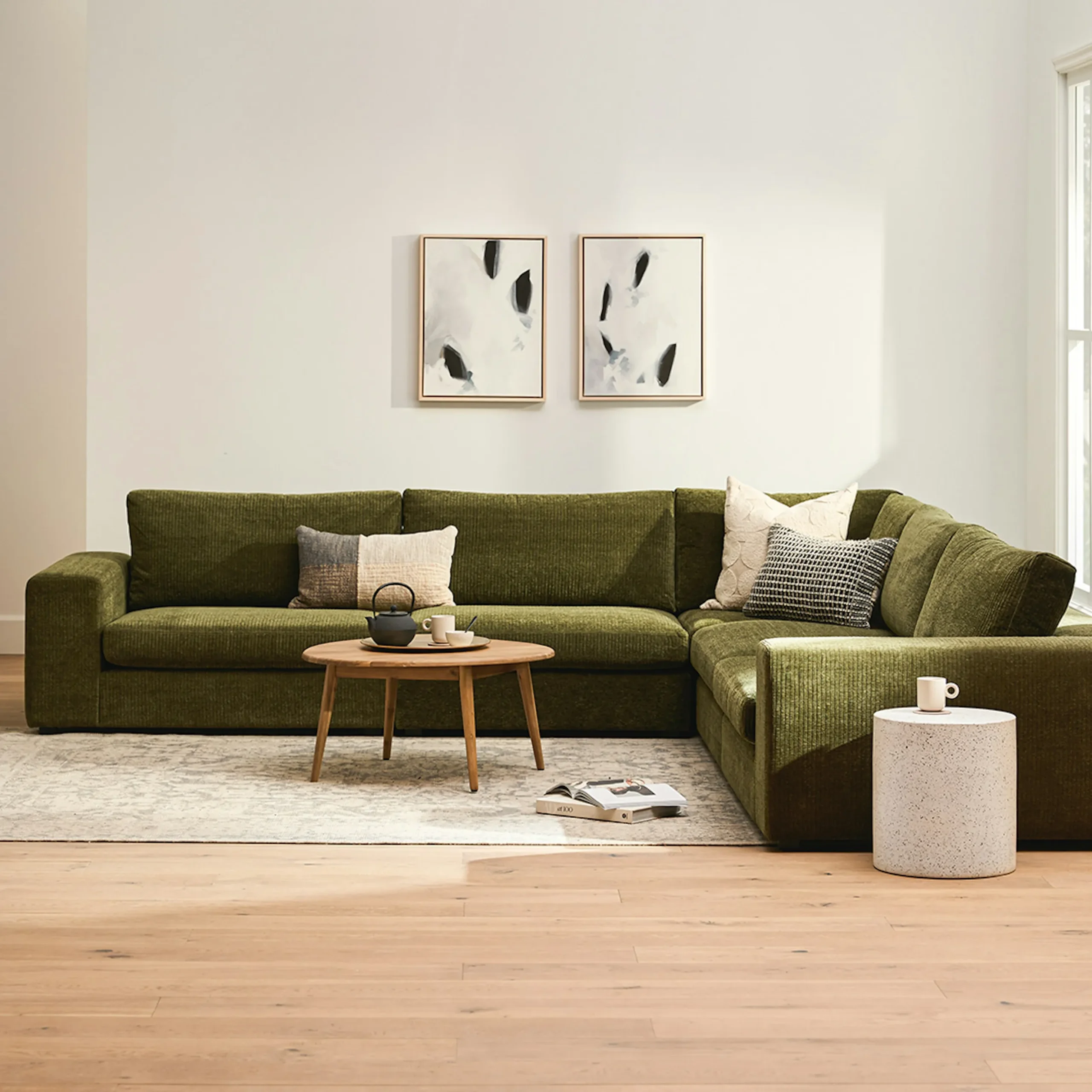 Beta 133.5_ Modular Corner Sectional - Cypress Green - Image 2