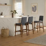 Nosh Counter Stool - Walnut and Denim Blue