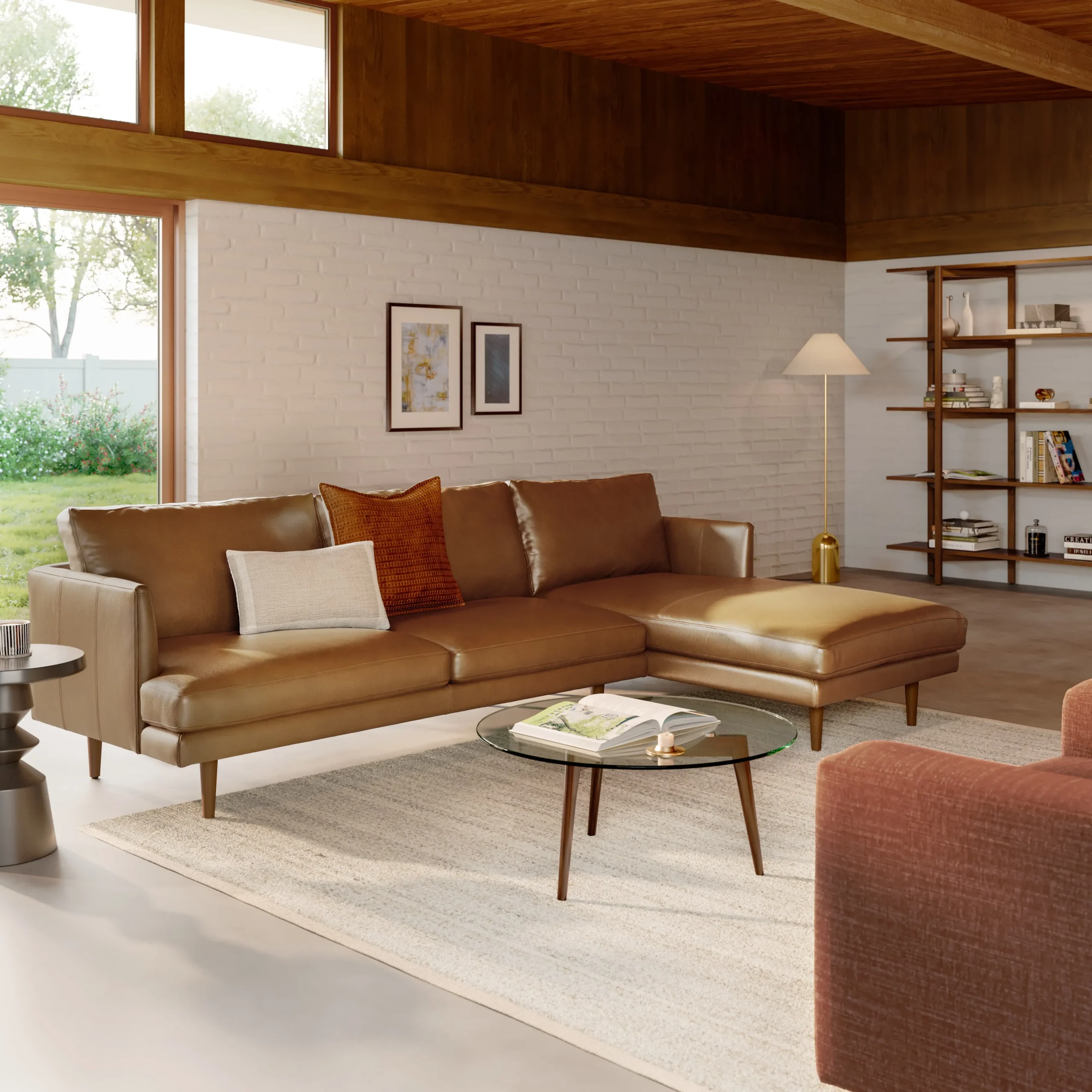Burrard 112_ Leather Right Sectional - Bella Caramel - Image 2