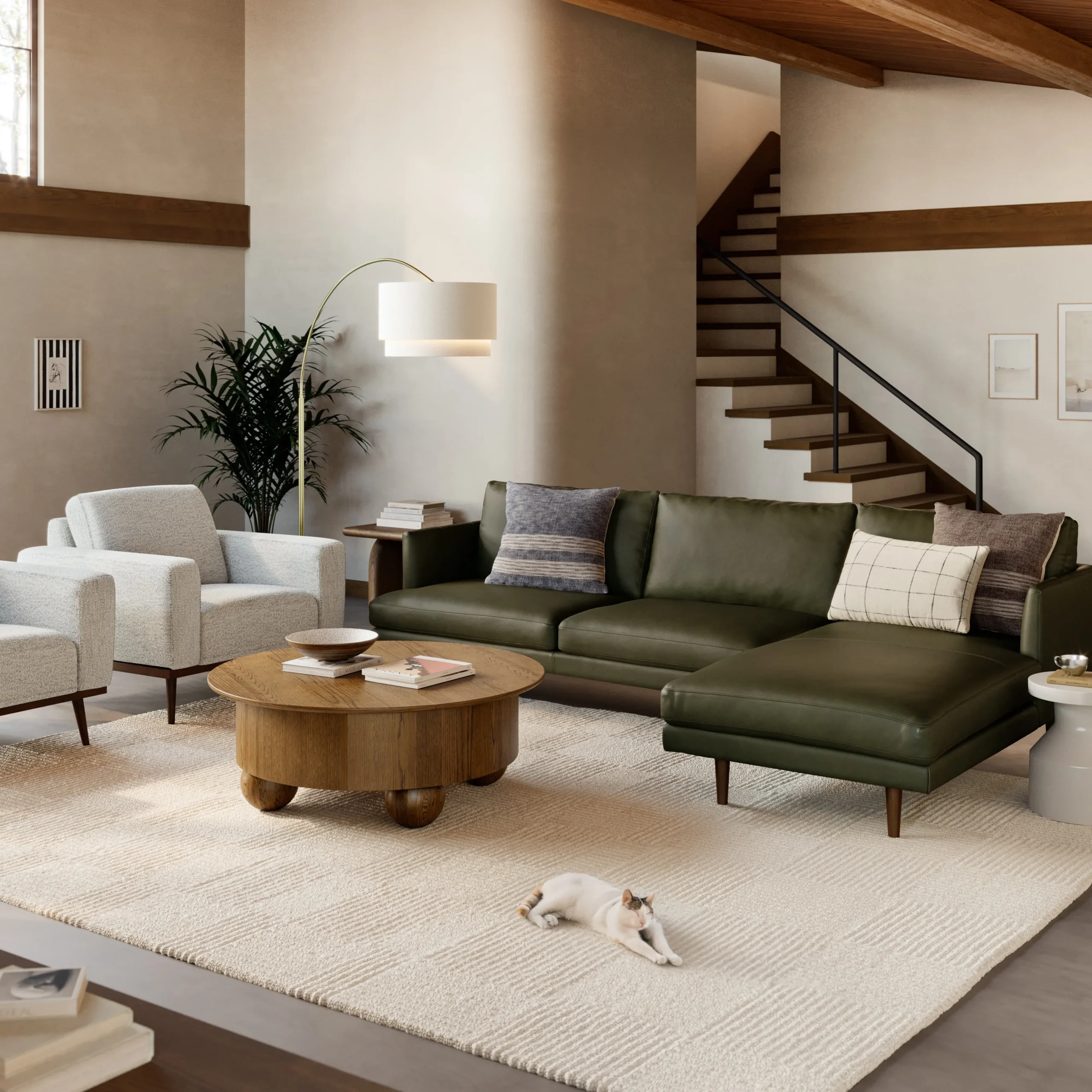Burrard 112_ Leather Right Sectional - Charme Green - Image 2