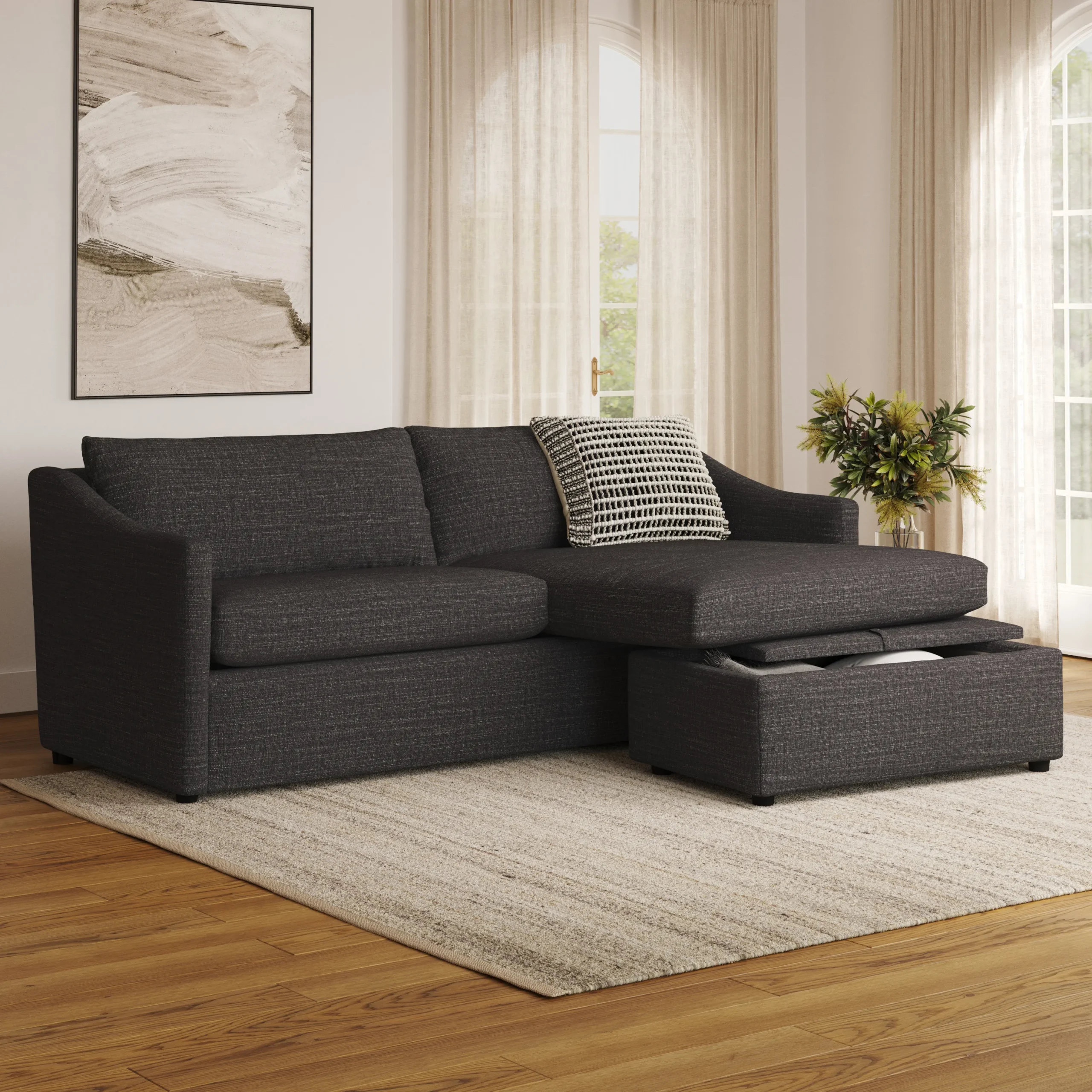 Landry 84.5_ Reversible Storage Sectional - Napa Charcoal - Image 2