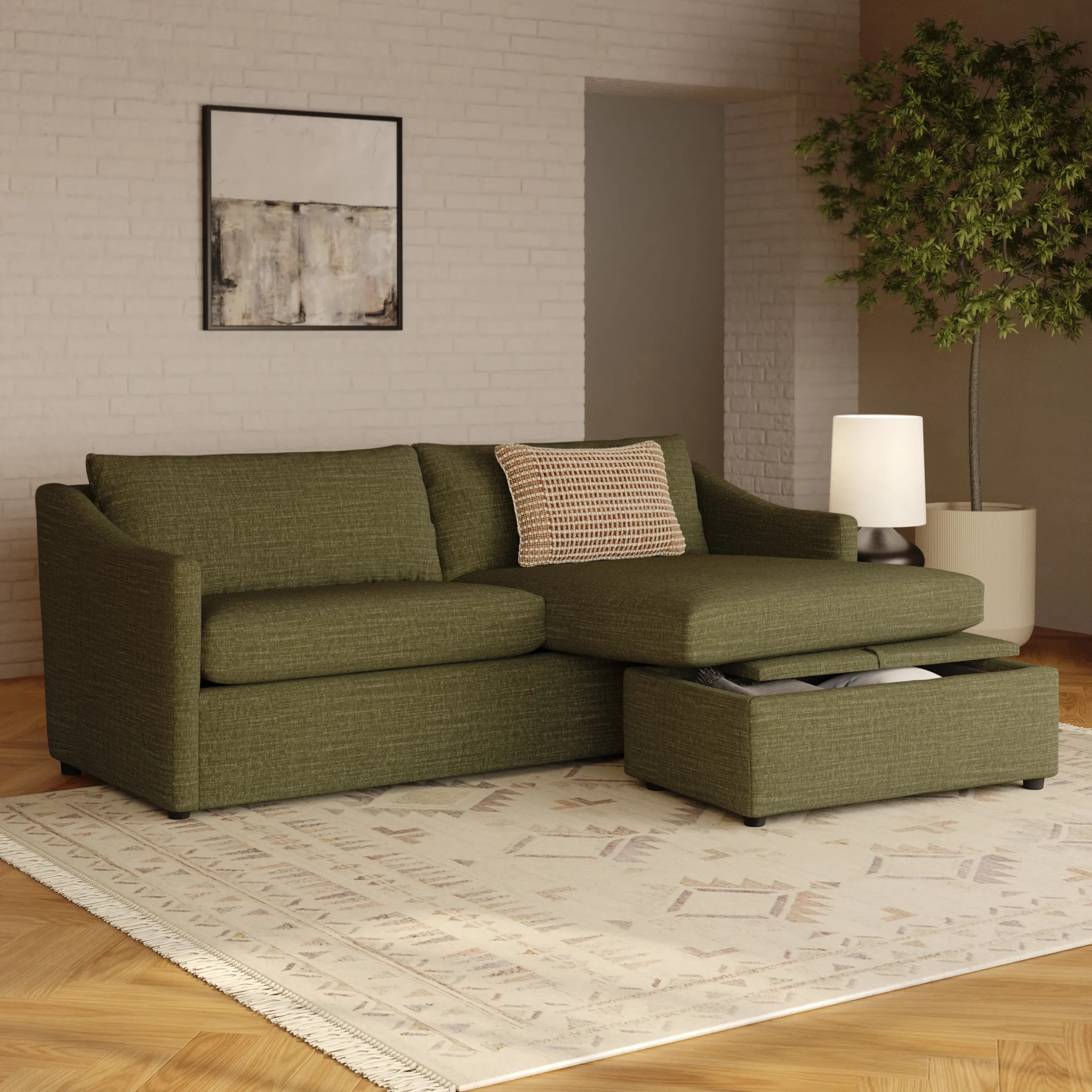 Landry 84.5_ Reversible Storage Sectional - Napa Moss - Image 2