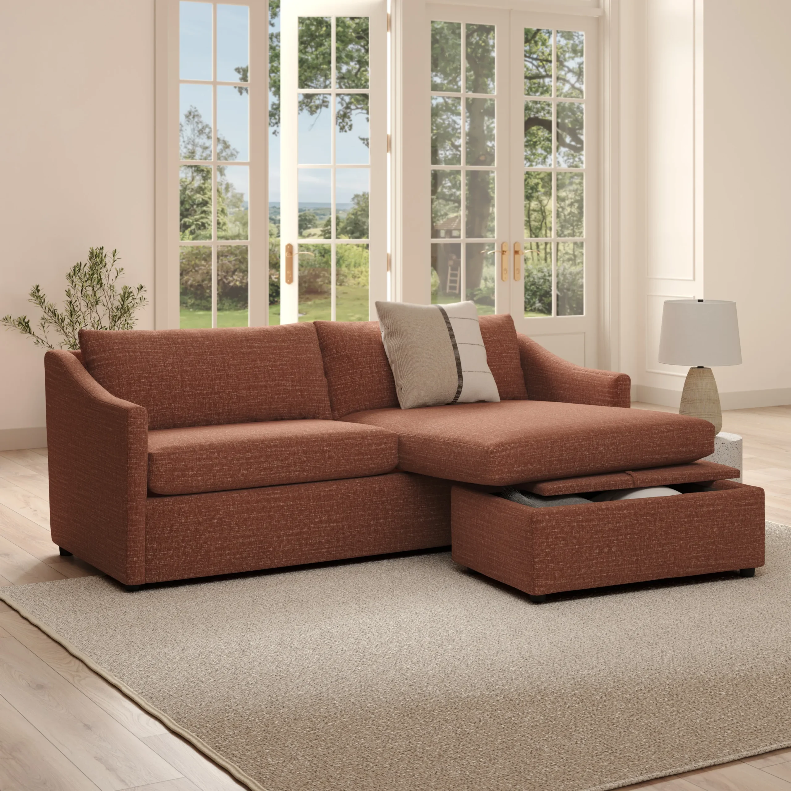 Landry 84.5_ Reversible Storage Sectional - Napa Rust - Image 2
