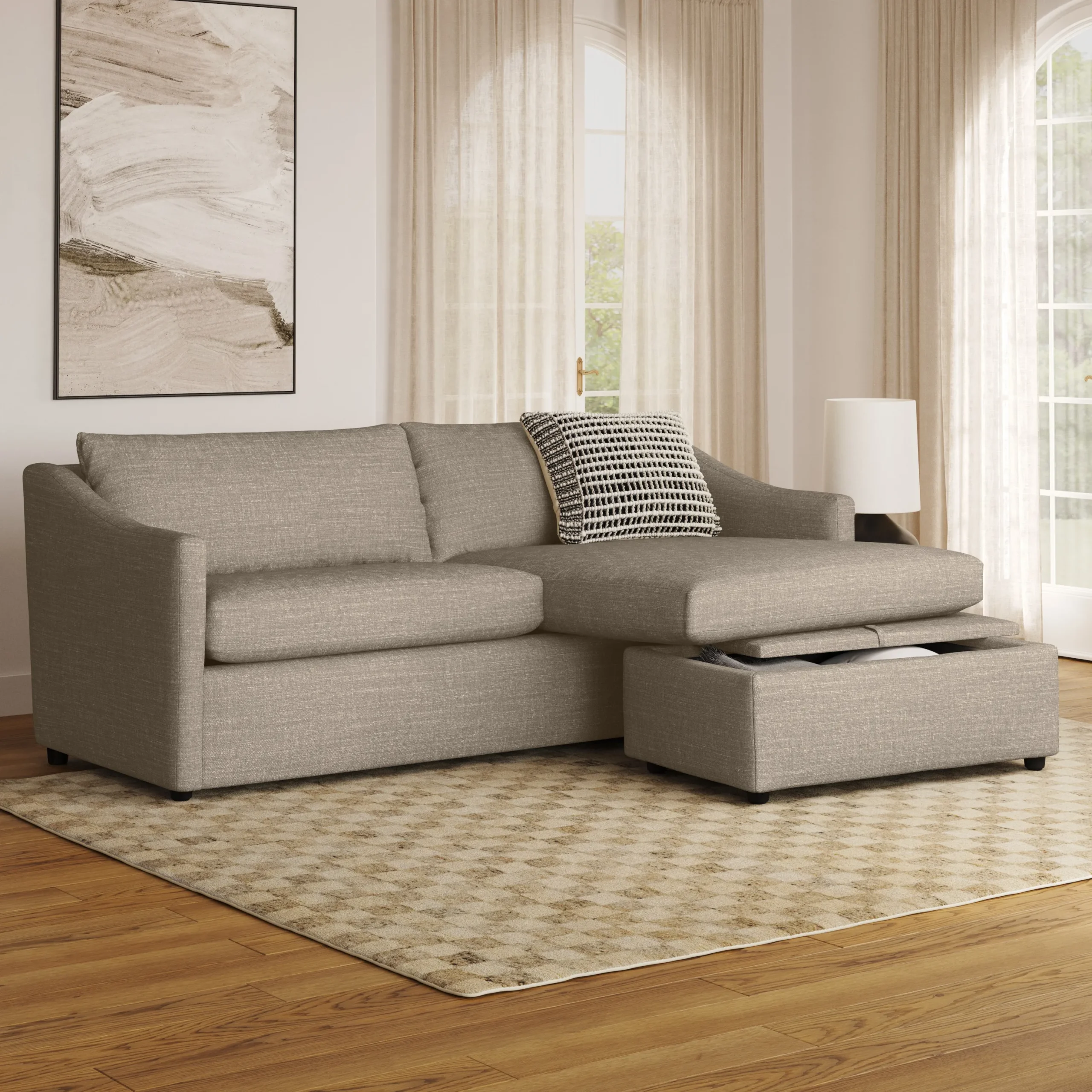 Landry 84.5_ Reversible Storage Sectional - Napa Taupe - Image 2