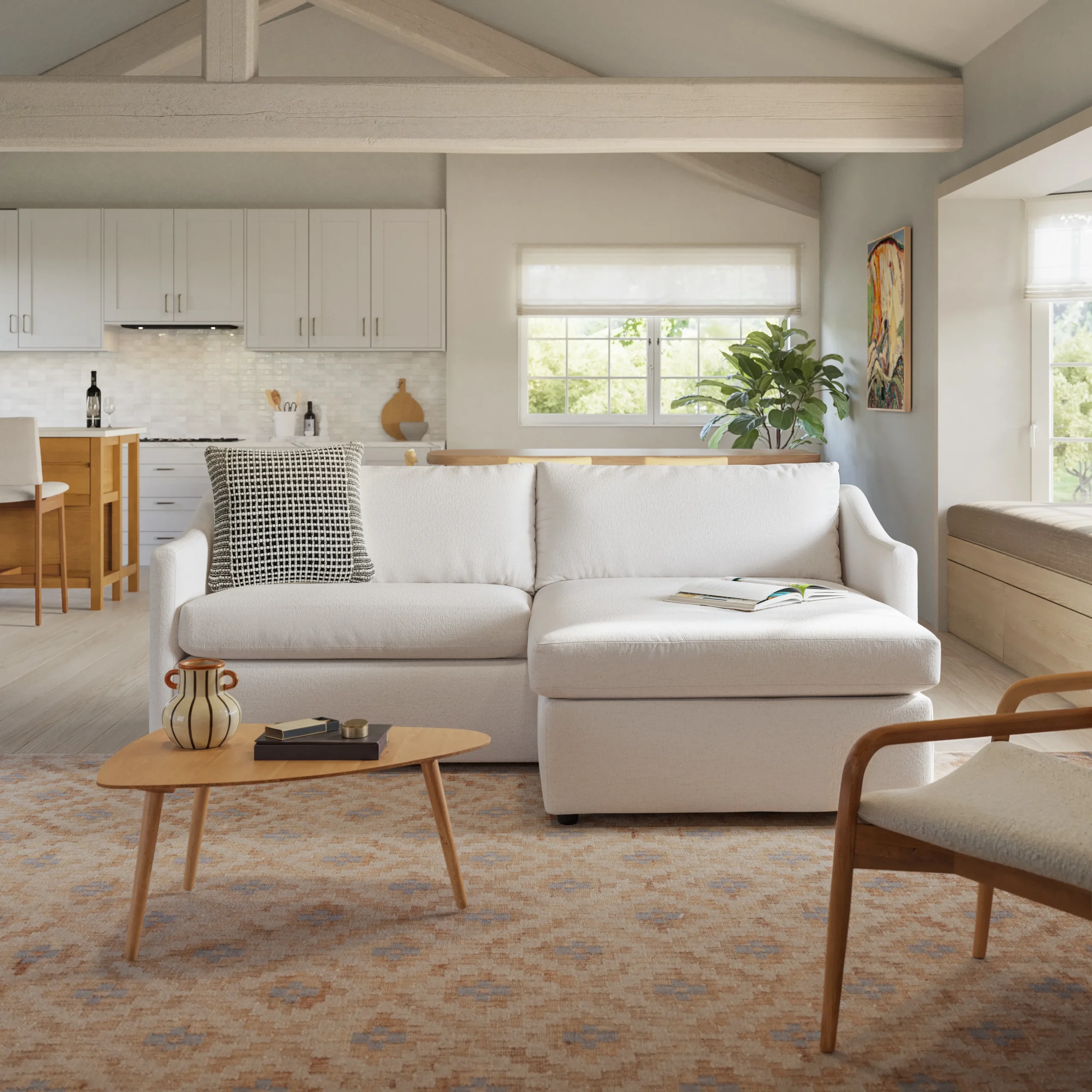 Landry 84.5_ Reversible Storage Sectional - Napa White - Image 2