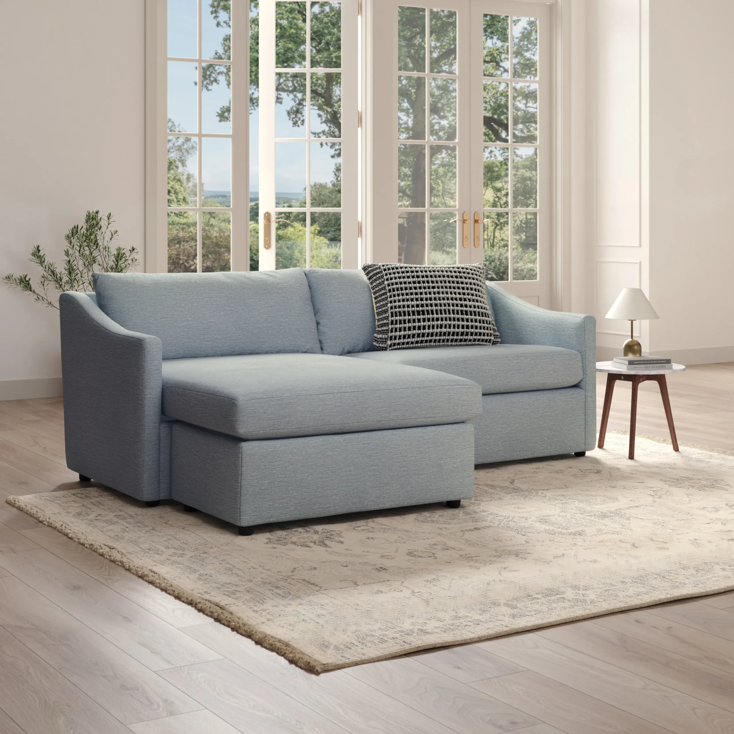 Landry 84.5_ Reversible Storage Sectional - Silver Light Blue - Image 2