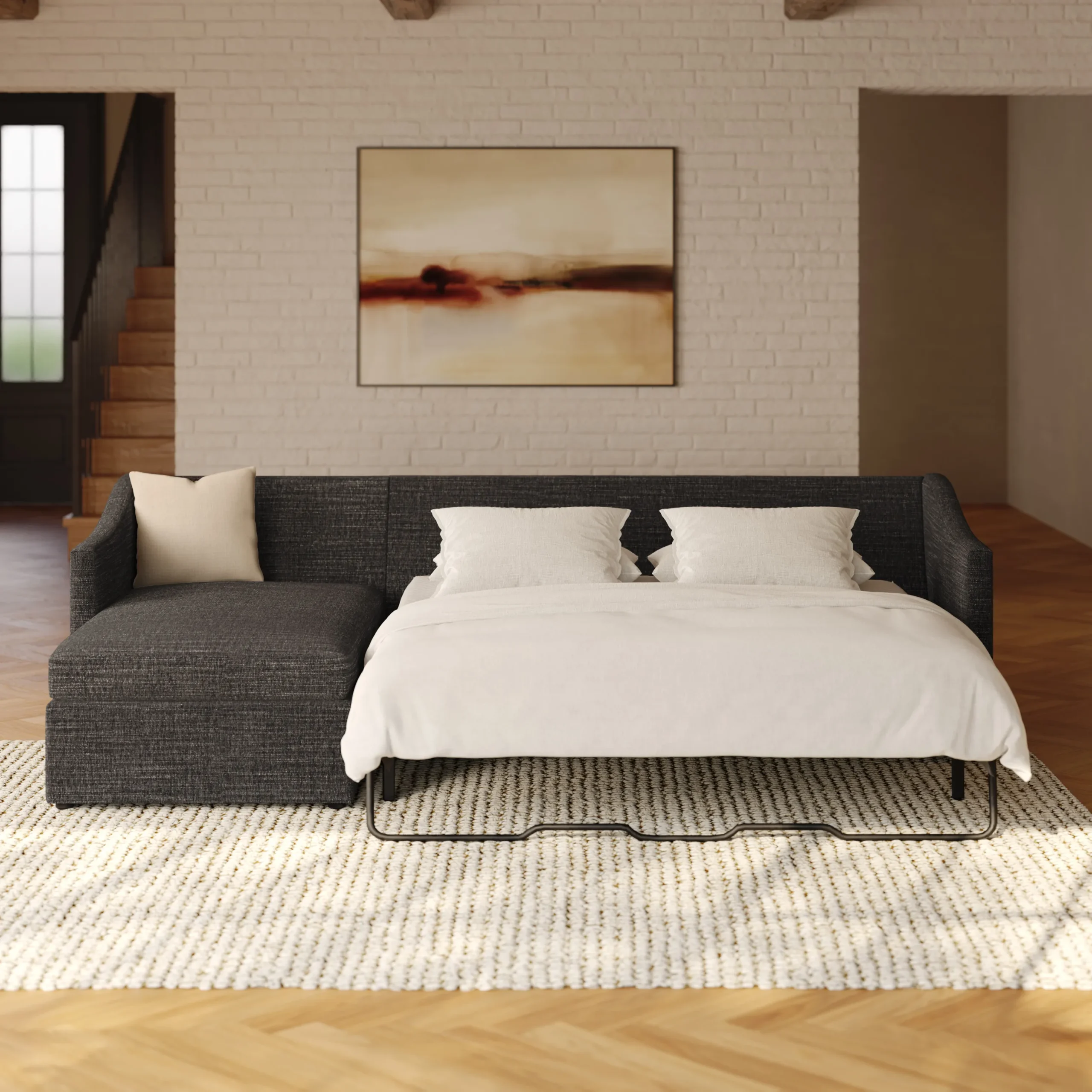 Landry 109_ Left Storage Sleeper Sectional - Napa Charcoal - Image 2