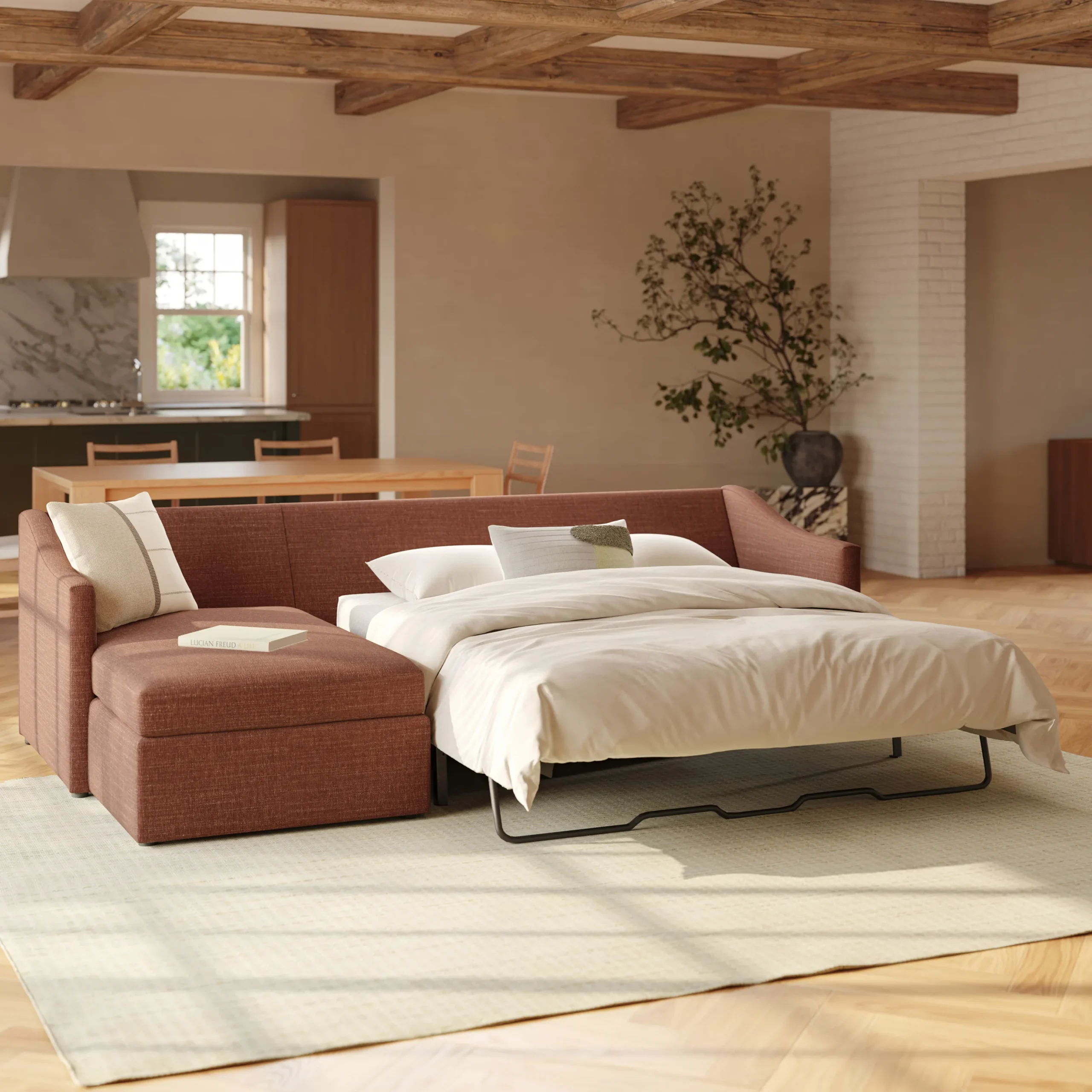 Landry 109_ Left Storage Sleeper Sectional - Napa Rust - Image 2