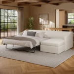 Landry 109_ Right Storage Sleeper Sectional - Ivory Wool Bouclé