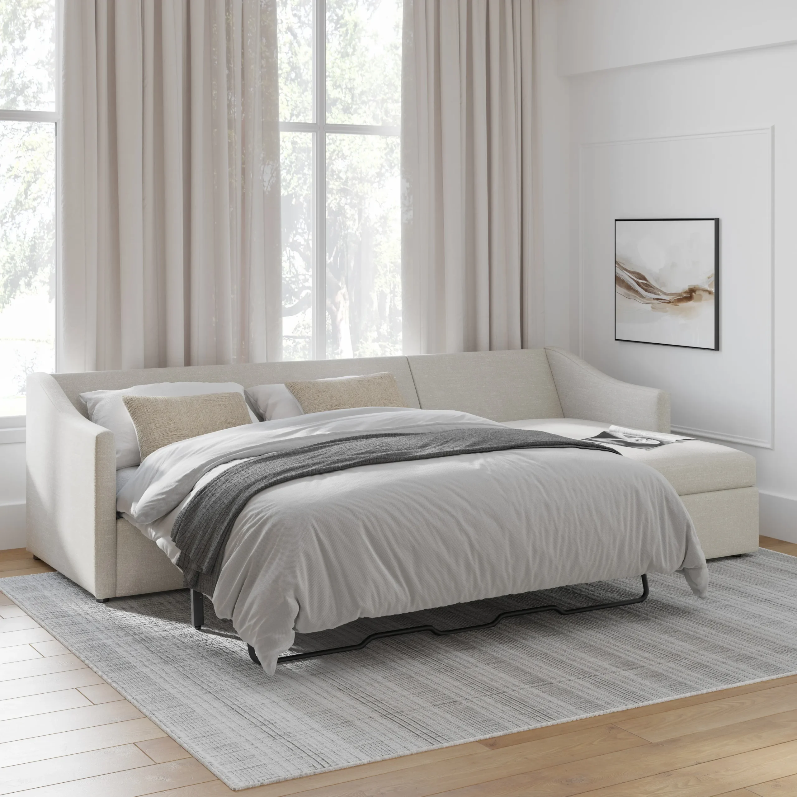 Landry 109_ Right Storage Sleeper Sectional - Napa Dove