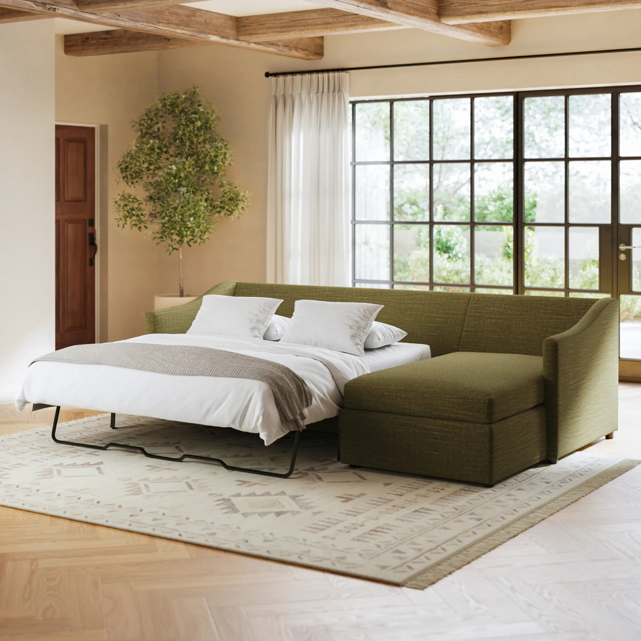 Landry 109_ Right Storage Sleeper Sectional - Napa Moss