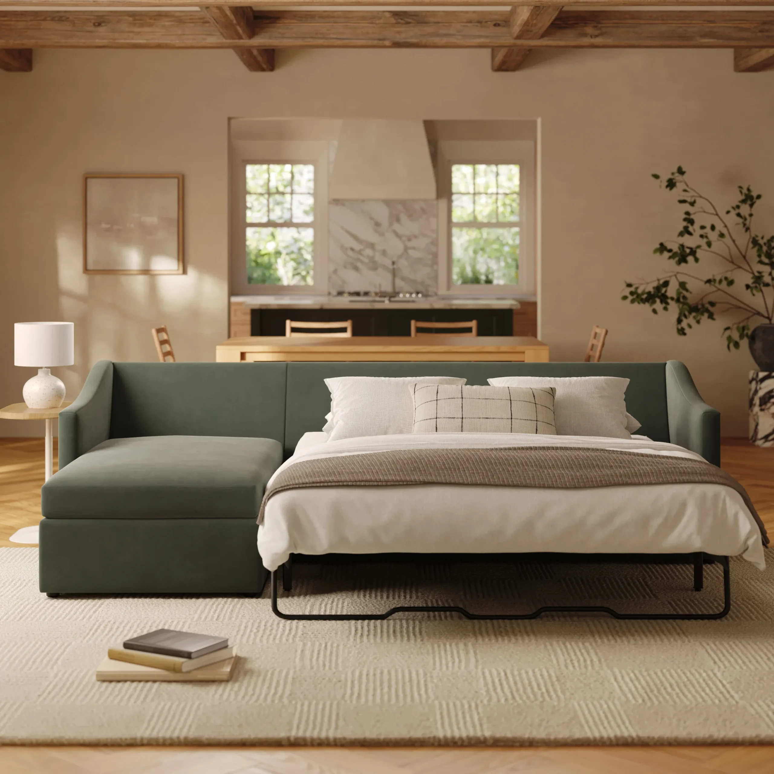 Landry 109_ Velvet Left Storage Sleeper Sectional - Hale Fir Green - Image 2