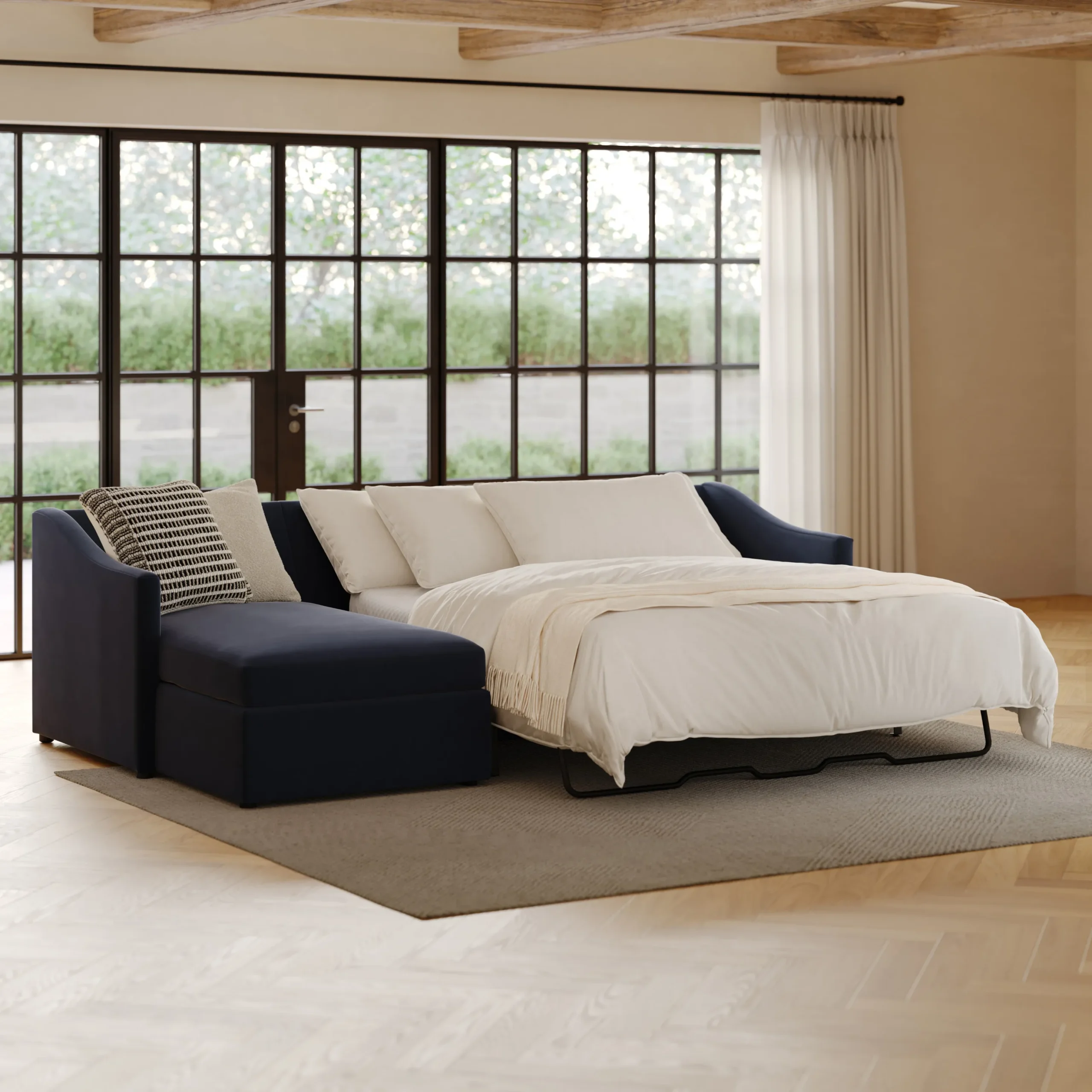 Landry 109_ Velvet Left Storage Sleeper Sectional - Hale Ink - Image 2