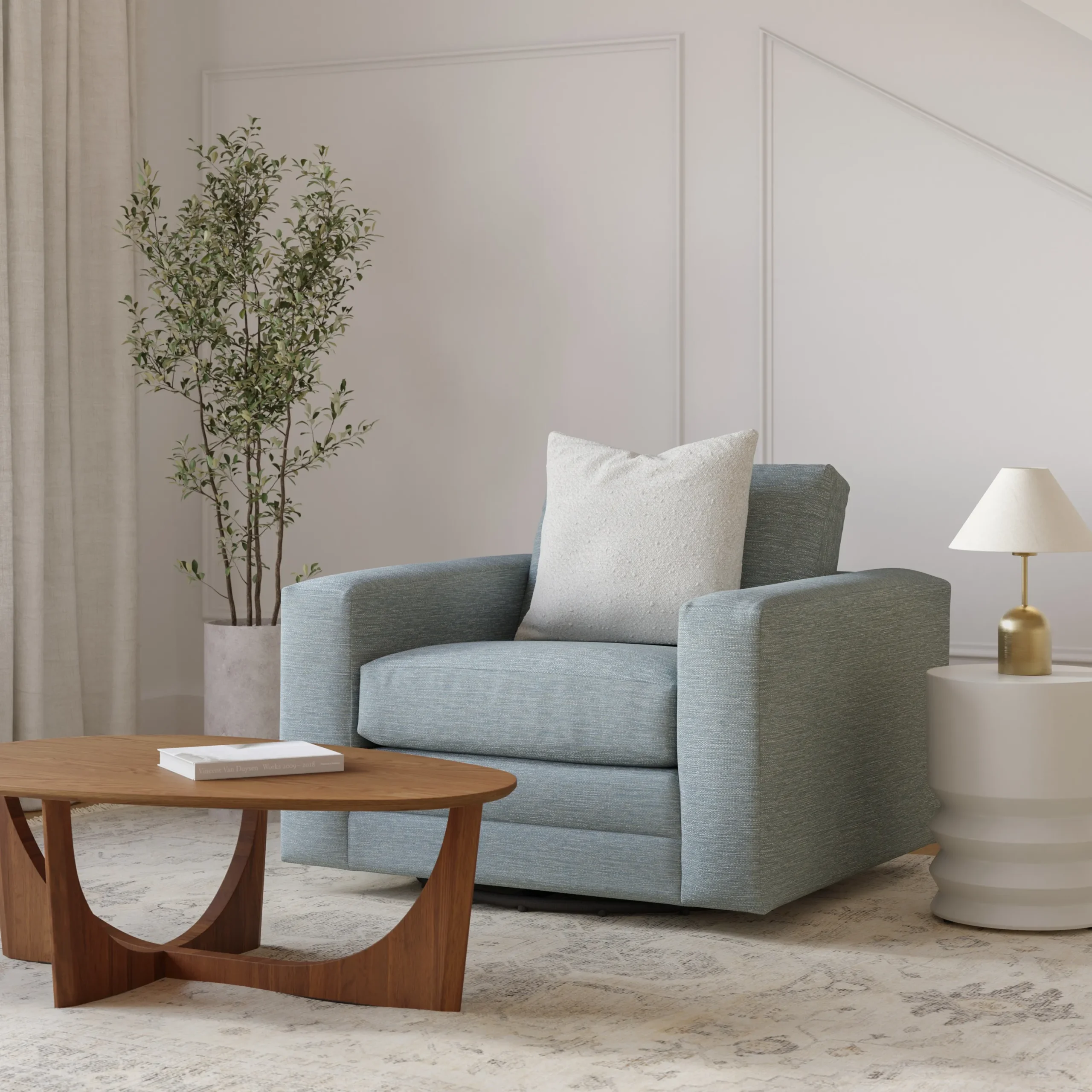 Riley 42_ Grand Swivel Chair - Silver Light Blue - Image 3