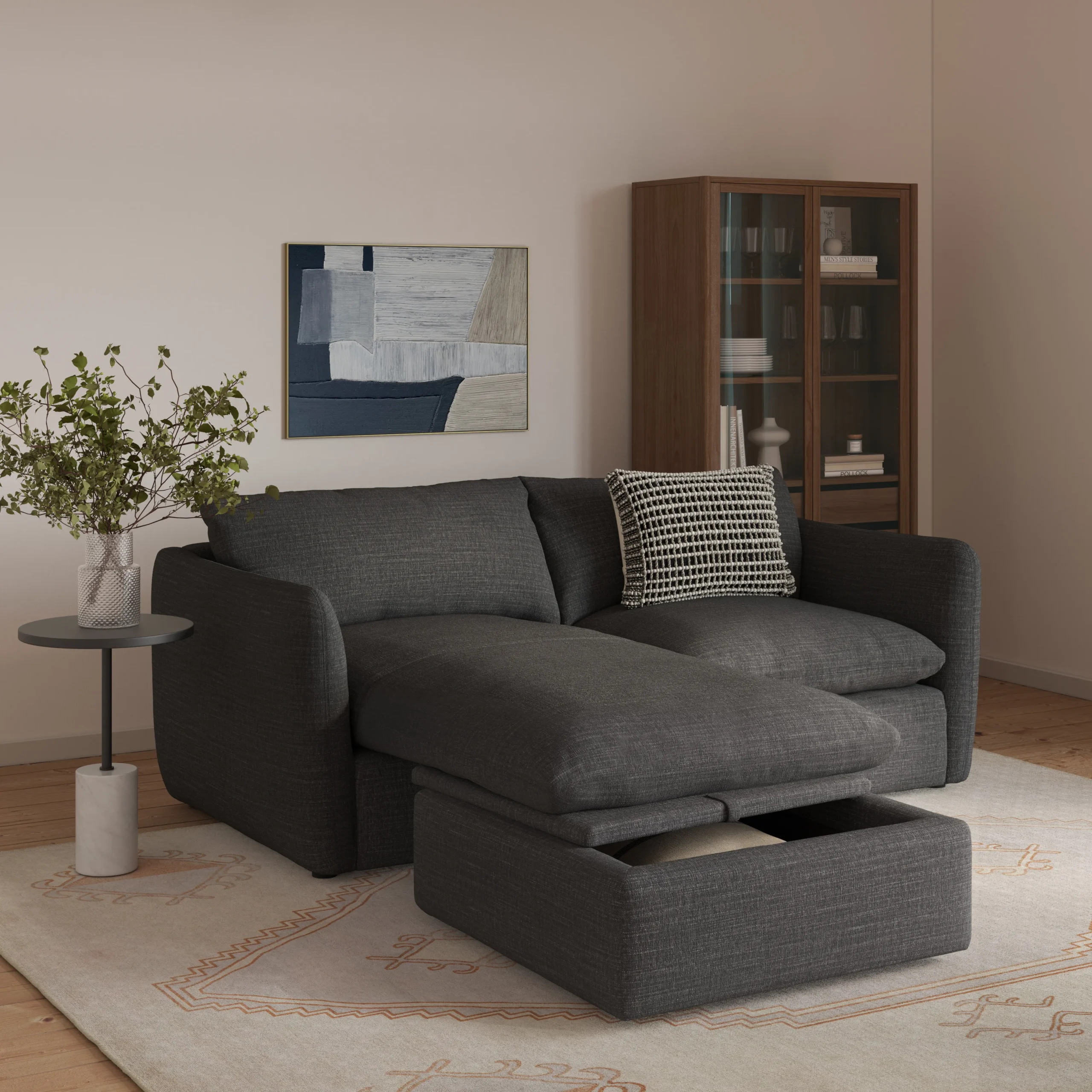 Leigh 86_ Reversible Storage Sectional - Napa Charcoal - Image 2