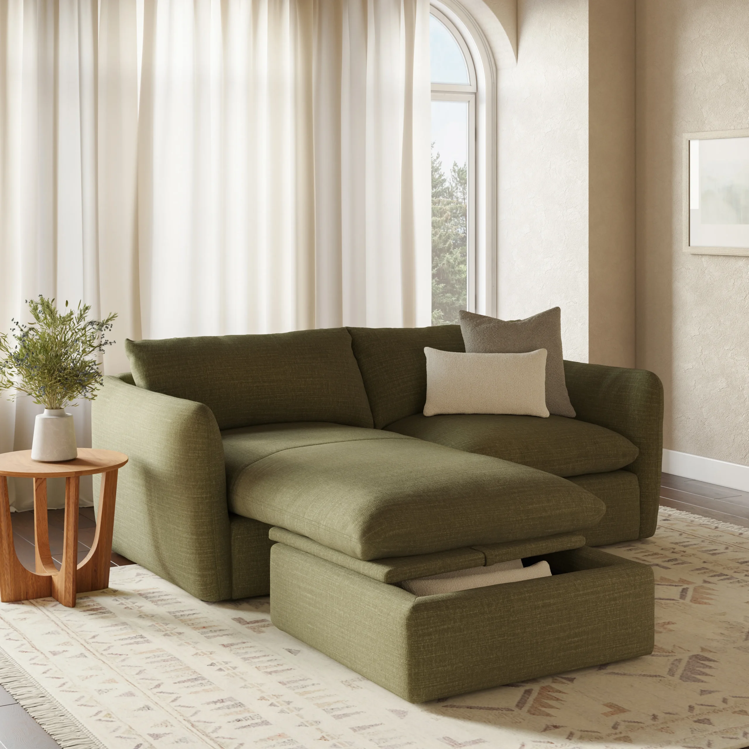 Leigh 86_ Reversible Storage Sectional - Napa Moss - Image 2
