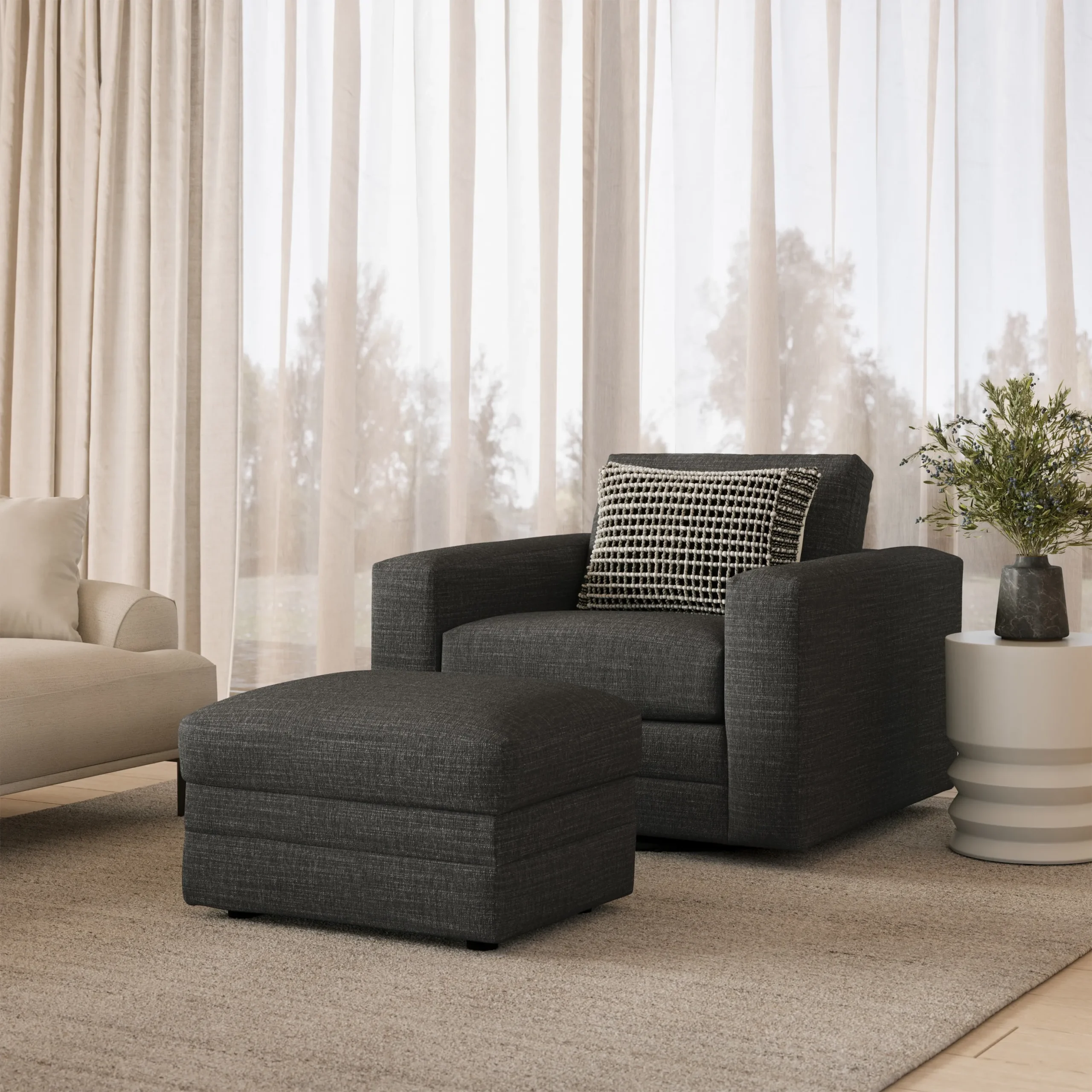 Riley 42_ Grand Swivel Chair - Napa Charcoal - Image 3