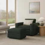 Riley 42_ Grand Swivel Chair - Green Wool Bouclé