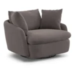 Leigh 47_ Velvet Grand Swivel Lounge Chair - Hale Warm Gray