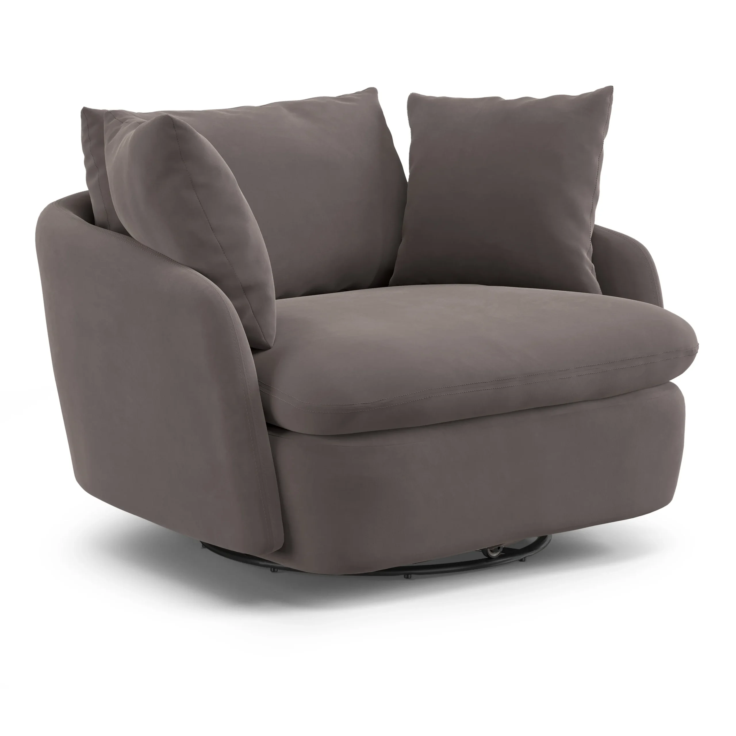 Leigh 47_ Velvet Grand Swivel Lounge Chair - Hale Warm Gray - Image 3
