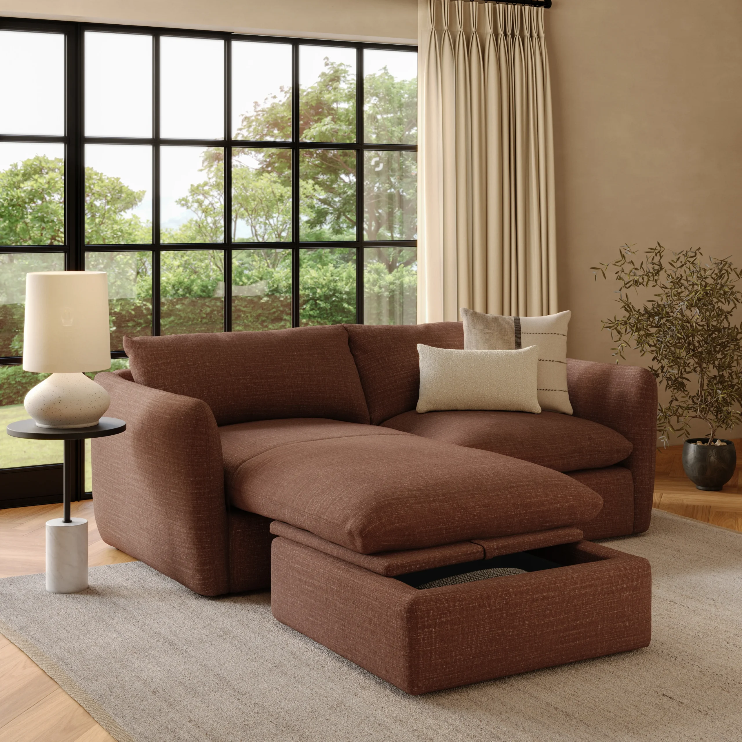 Leigh 86_ Reversible Storage Sectional - Napa Rust - Image 2