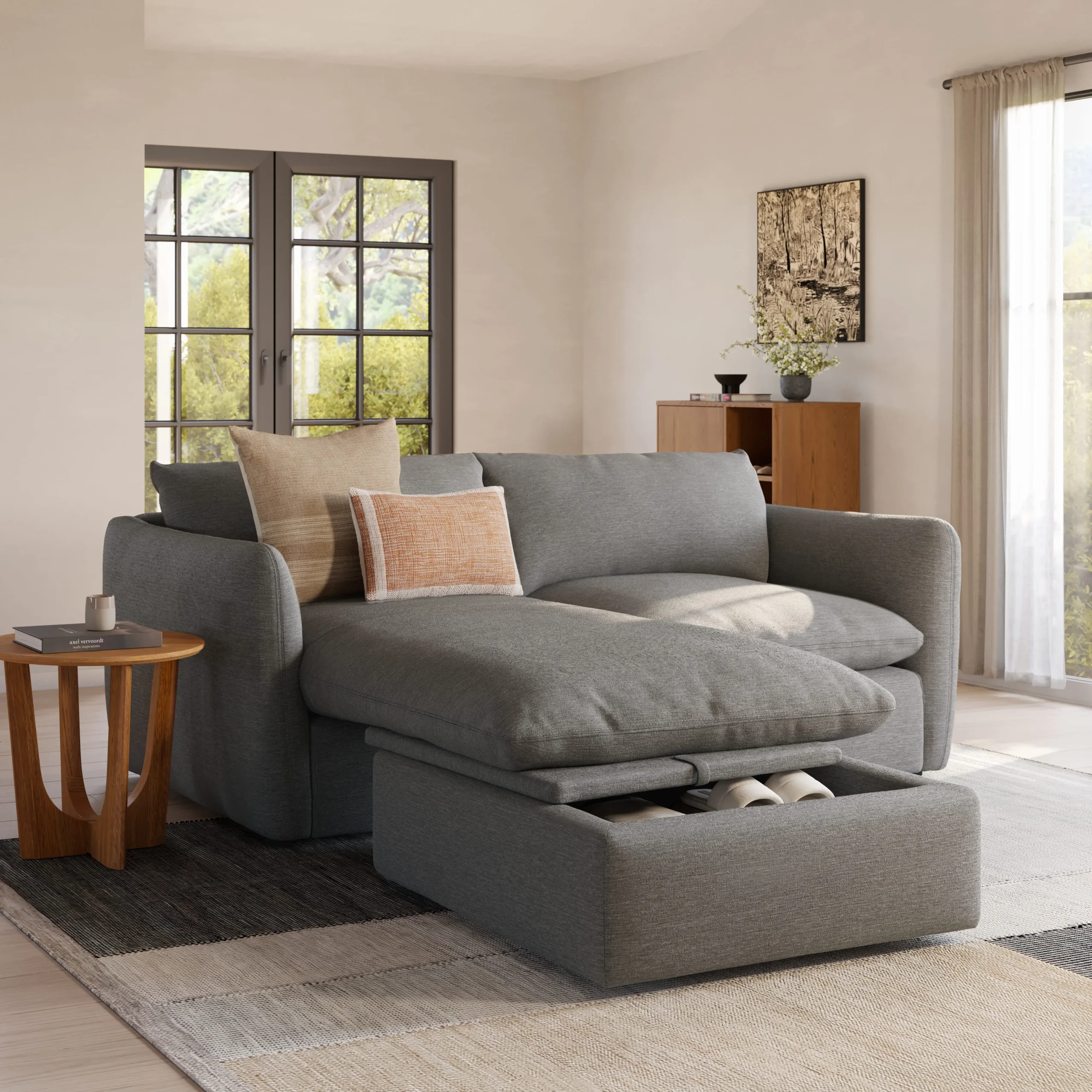 Leigh 86_ Reversible Storage Sectional - Silver Gray - Image 2
