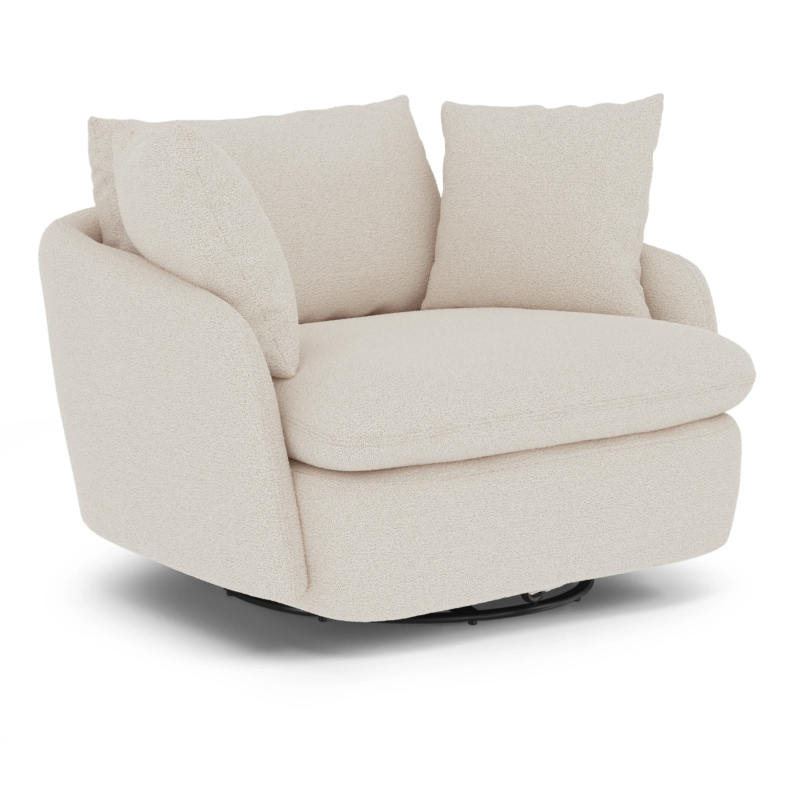 Leigh 47_ Grand Swivel Lounge Chair - Ivory Wool Bouclé - Image 4