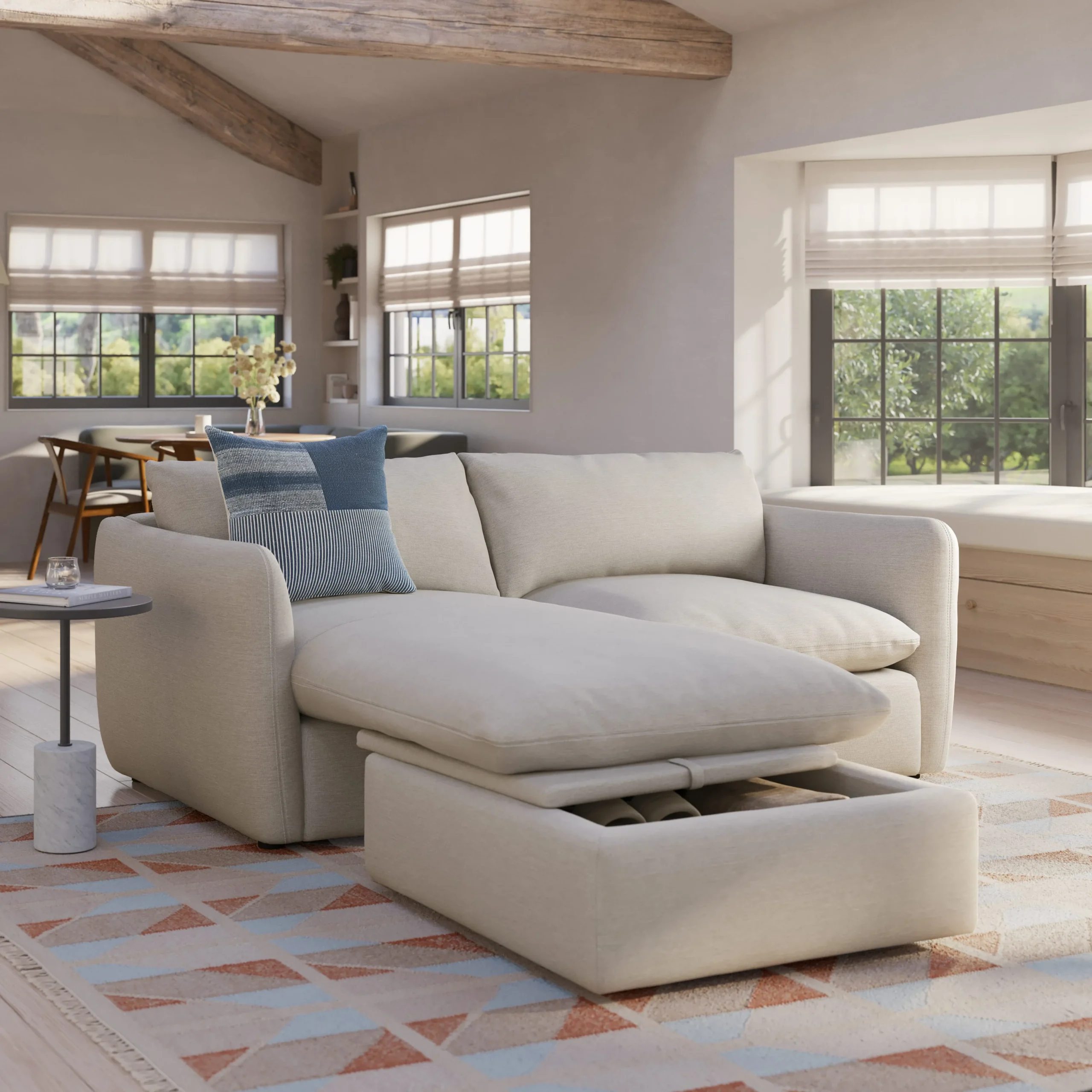 Leigh 86_ Reversible Storage Sectional - Silver Ivory - Image 2