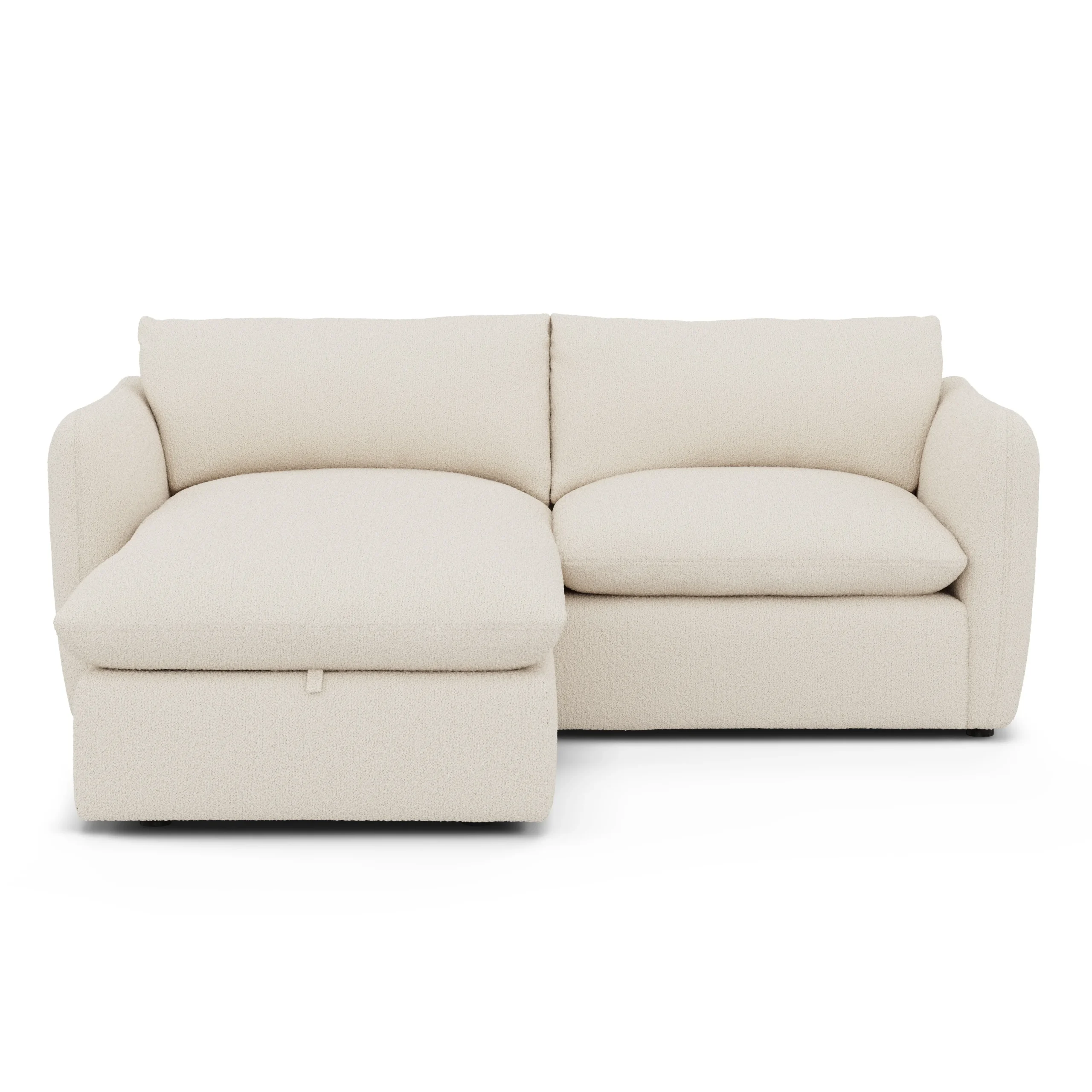 Leigh 86_ Reversible Storage Sleeper Sectional - Ivory Wool Bouclé - Image 2
