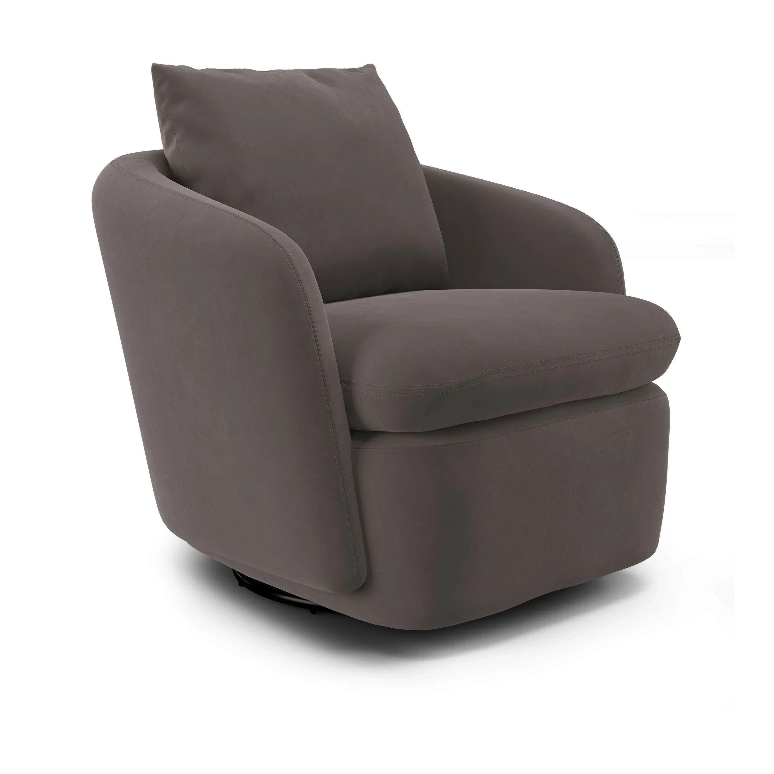 Leigh 33_ Velvet Swivel Lounge Chair - Hale Warm Gray - Image 3