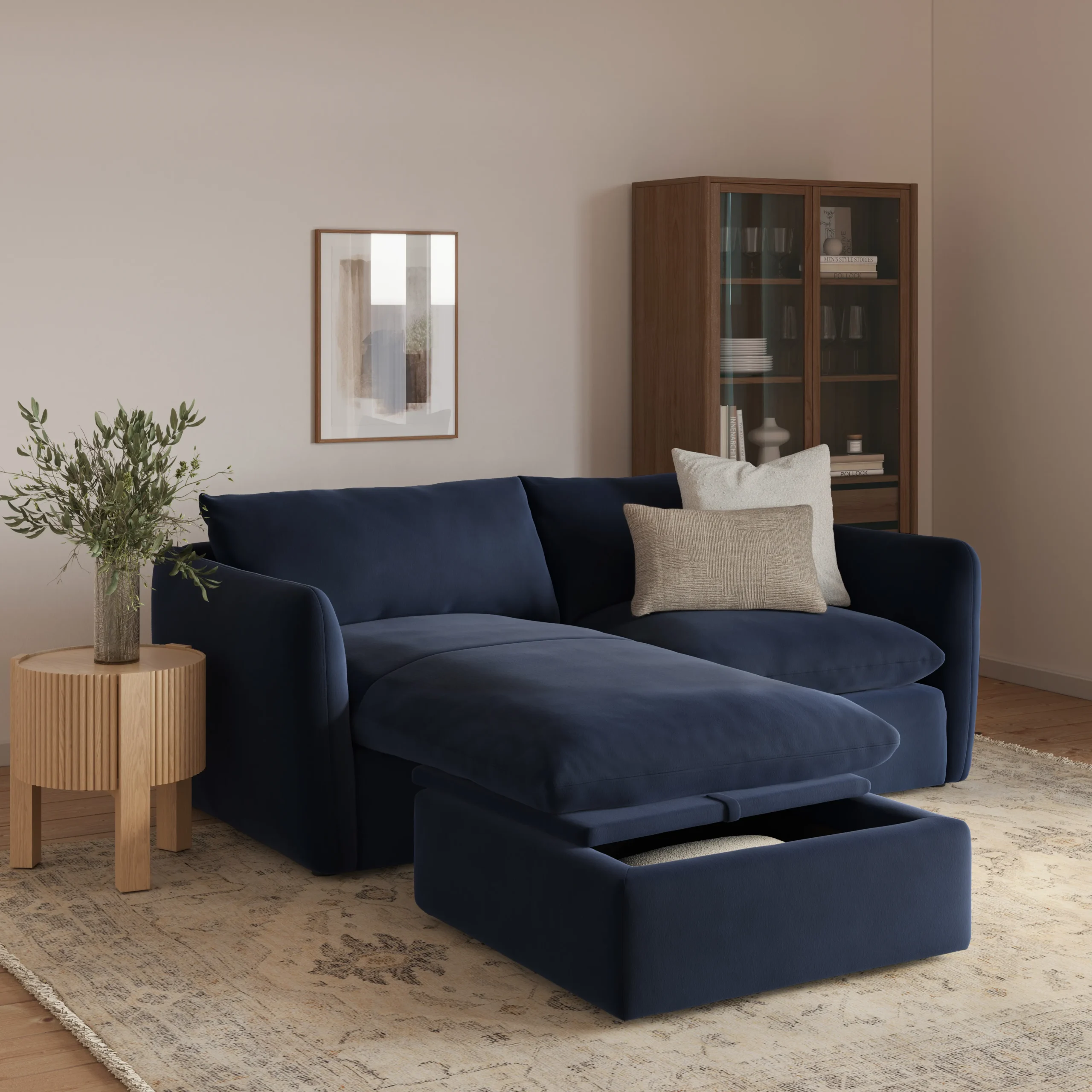 Leigh 86_ Velvet Reversible Storage Sectional - Hale Ink