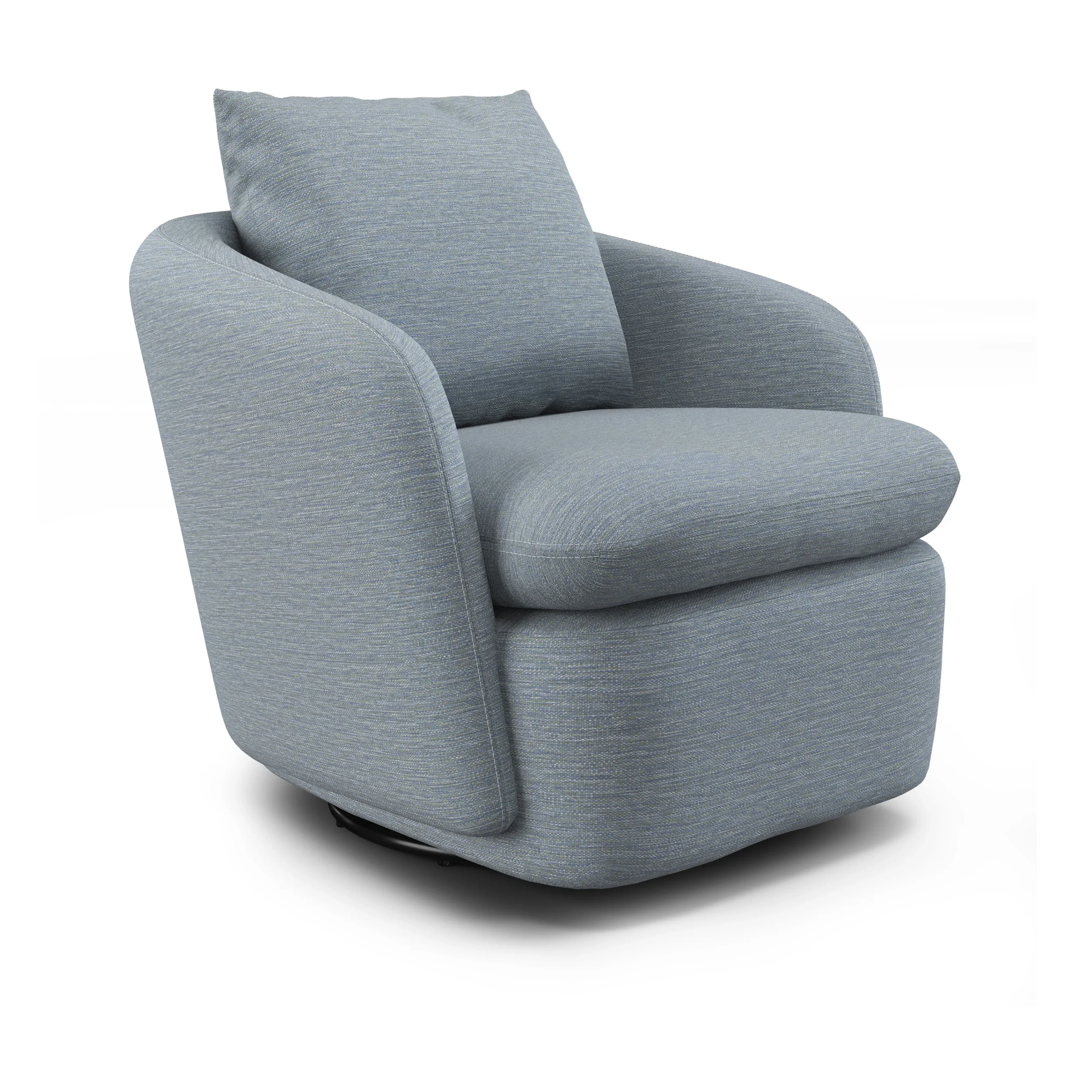 Leigh 33_ Swivel Lounge Chair - Silver Light Blue - Image 4