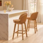 Alta Leather Swivel Counter Stool - Light Oak and Taos Tan