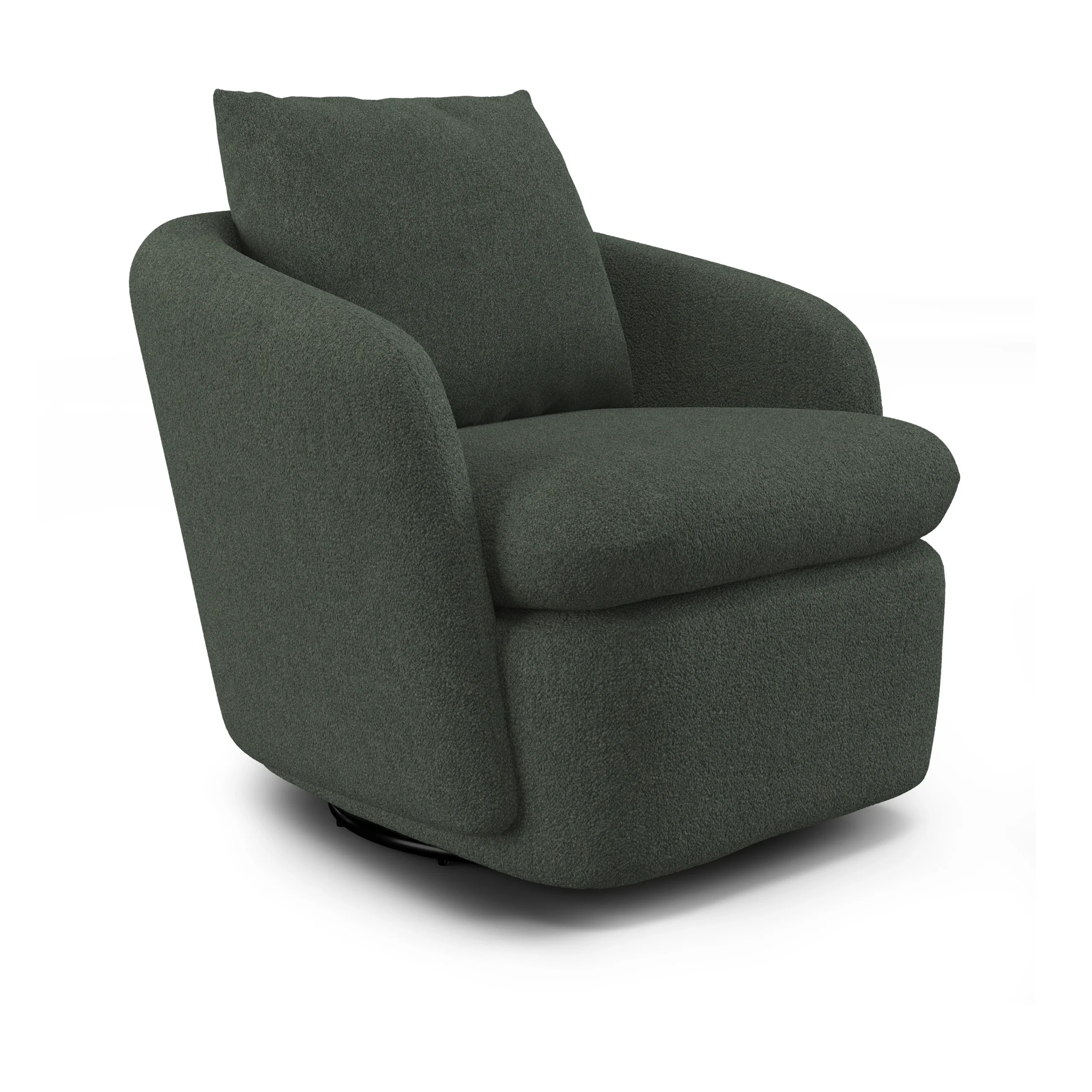Leigh 33_ Swivel Lounge Chair - Green Wool Bouclé - Image 3