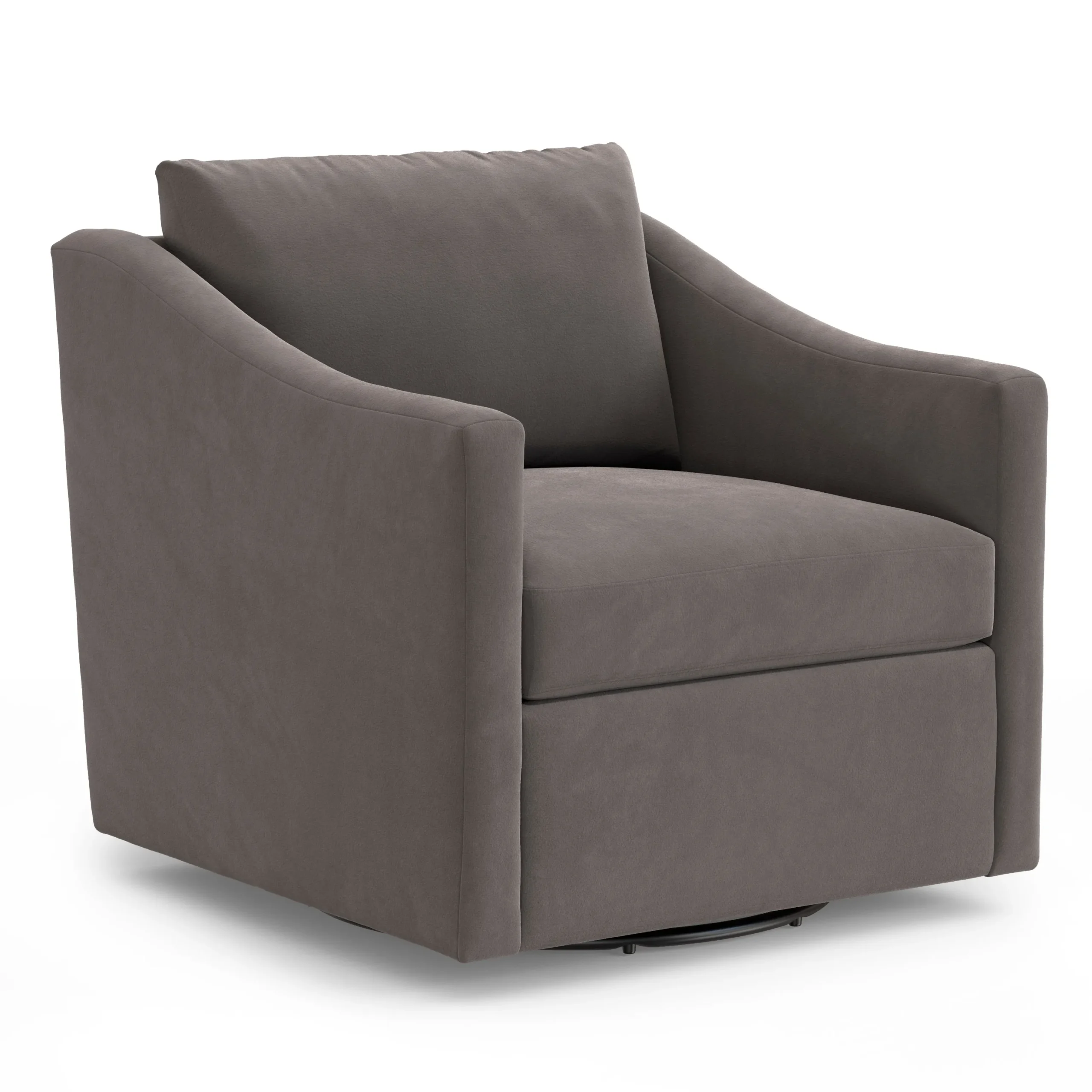 Landry 32.25_ Velvet Swivel Lounge Chair - Hale Warm Gray - Image 3