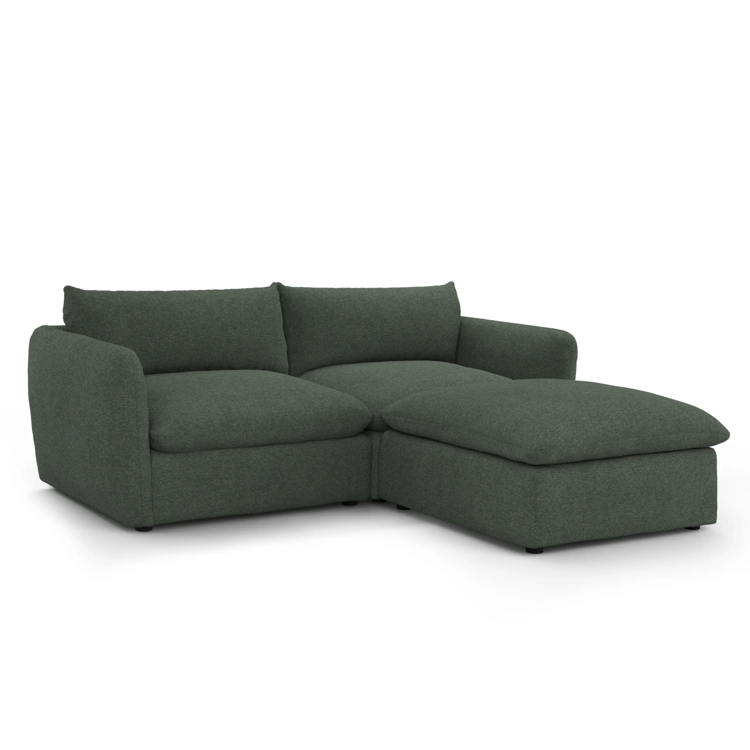 Leigh 92_ Modular Sectional - Green Wool Bouclé - Image 2