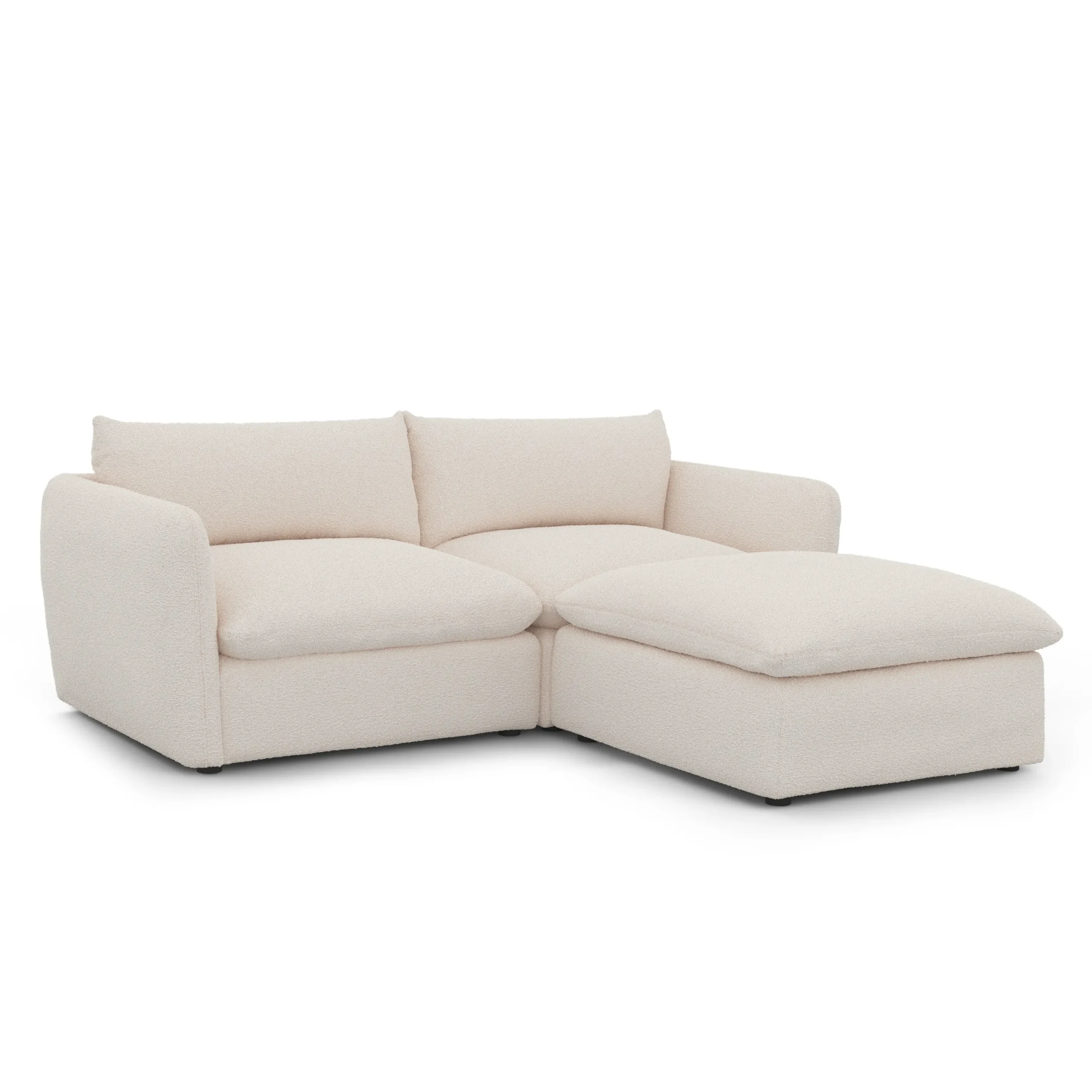 Leigh 92_ Modular Sectional -  Ivory Wool Bouclé - Image 2