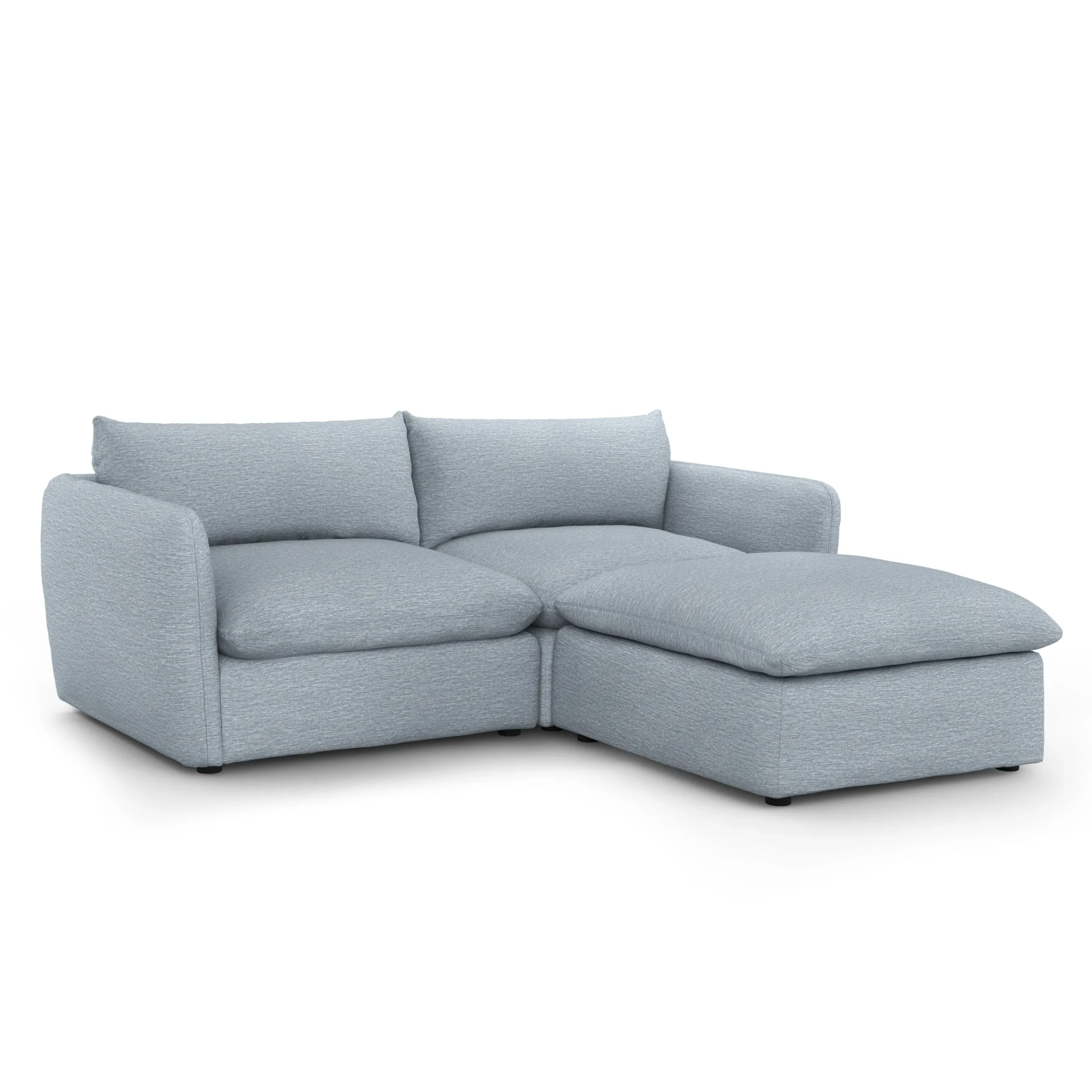 Leigh 92_ Modular Sectional - Silver Light Blue - Image 2