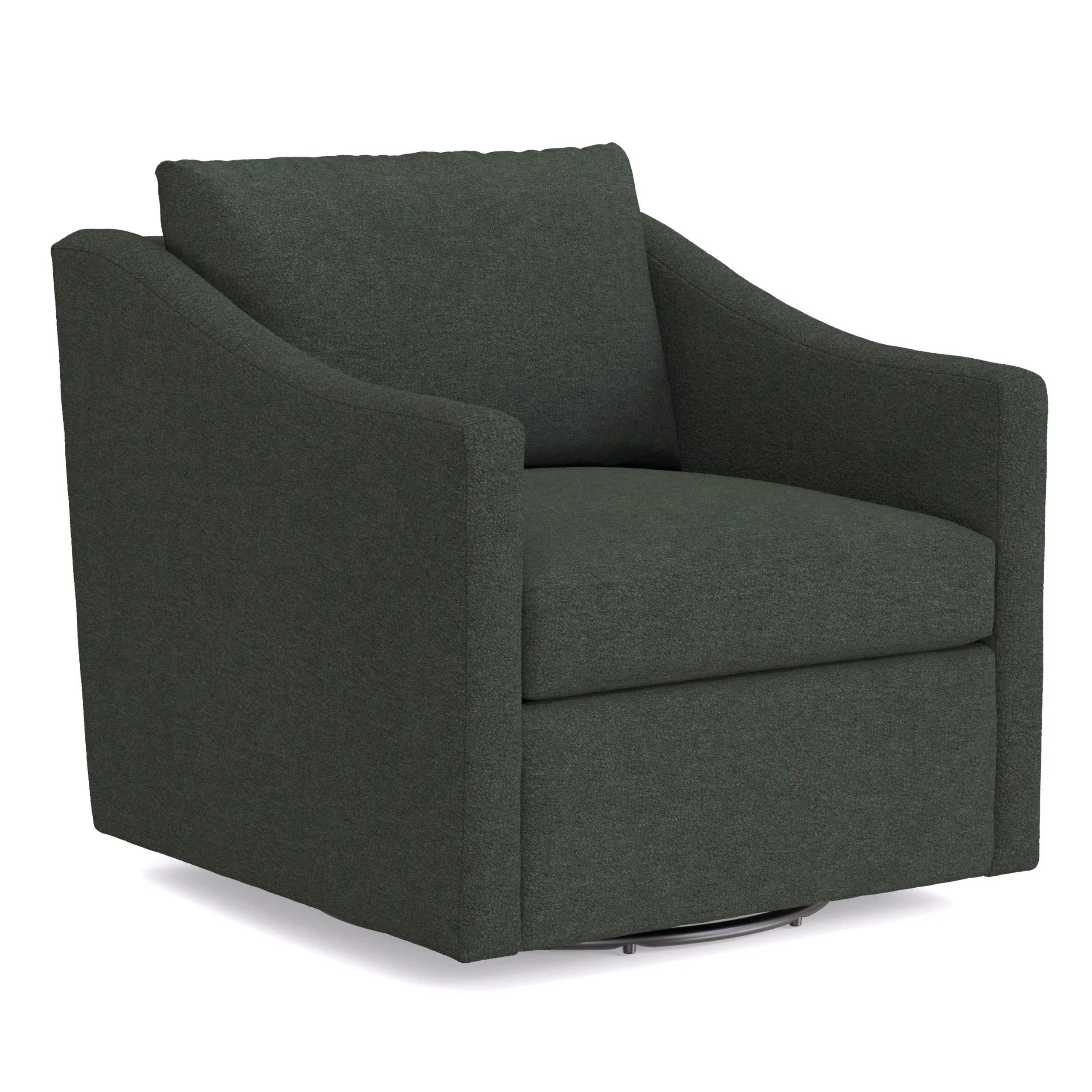 Landry 32.25_ Swivel Lounge Chair - Green Wool Bouclé - Image 3