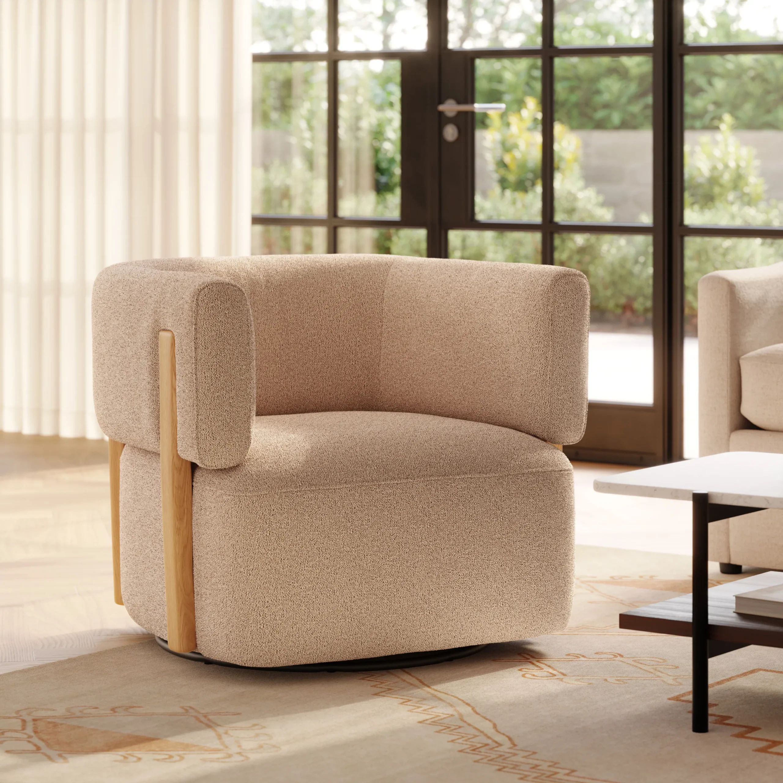Julie 32_ Swivel Chair - Sandstone Wool Bouclé