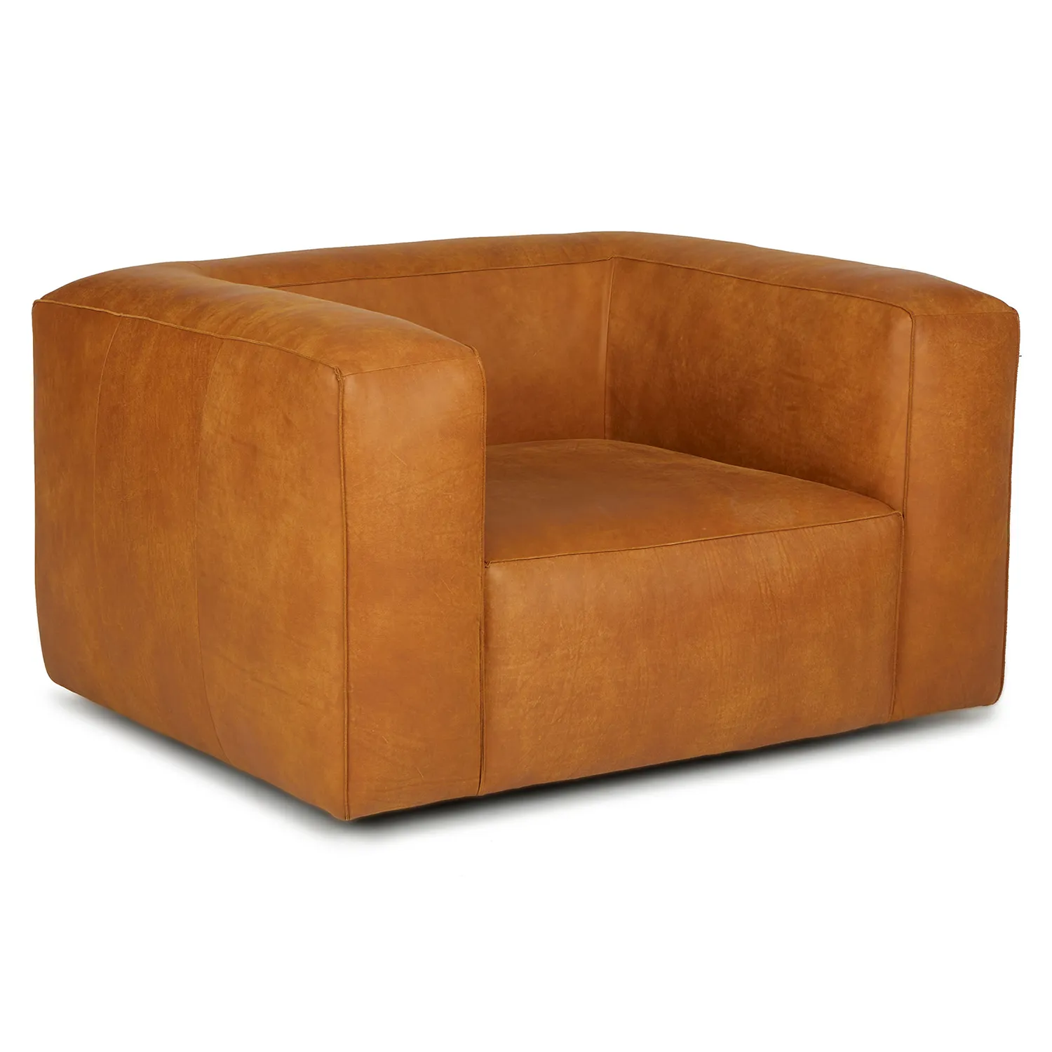 Cigar 44_ Leather Swivel Lounge Chair - Rawhide Tan - Image 3