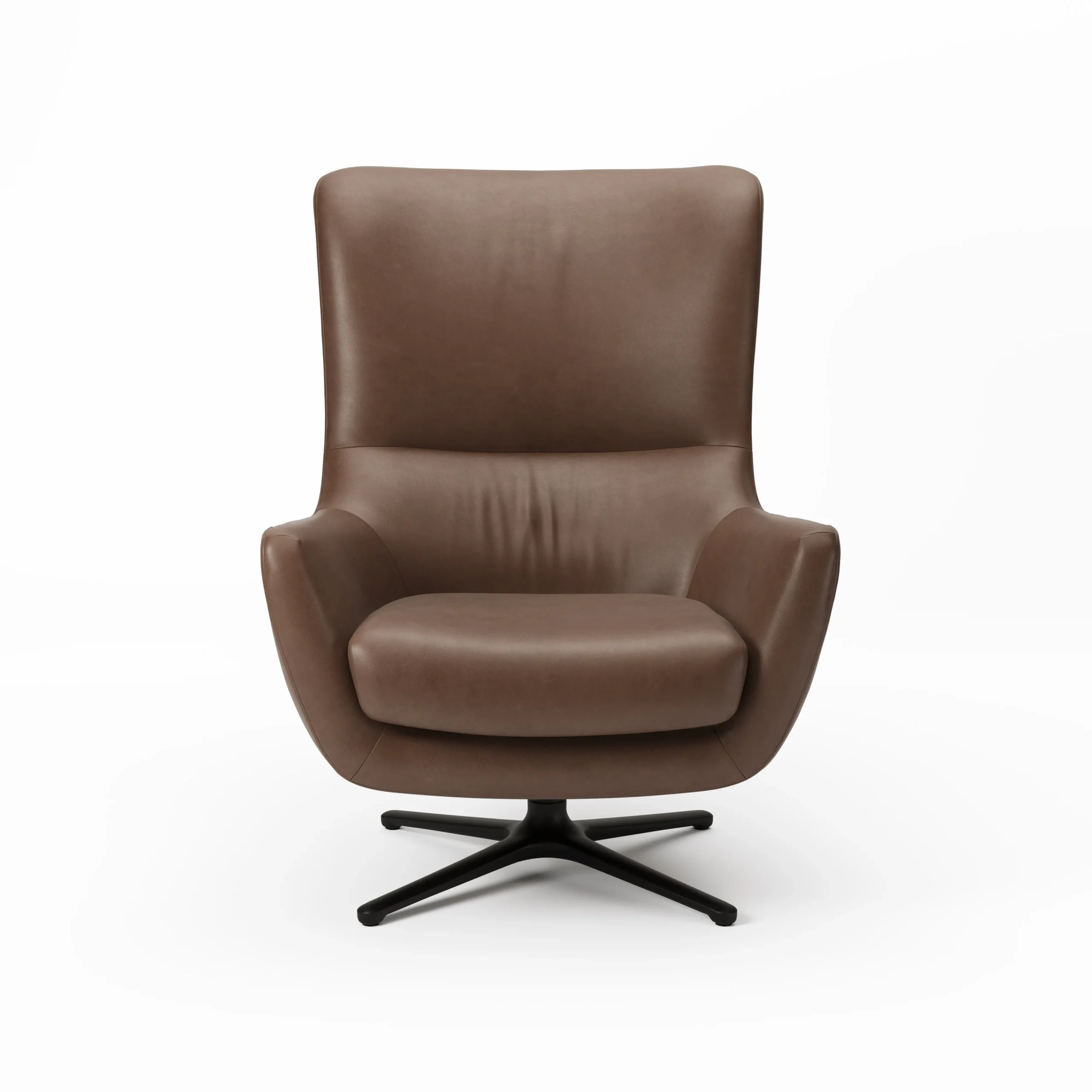 Agga 31_ Leather Swivel Lounge Chair - Charme Chocolat - Image 2