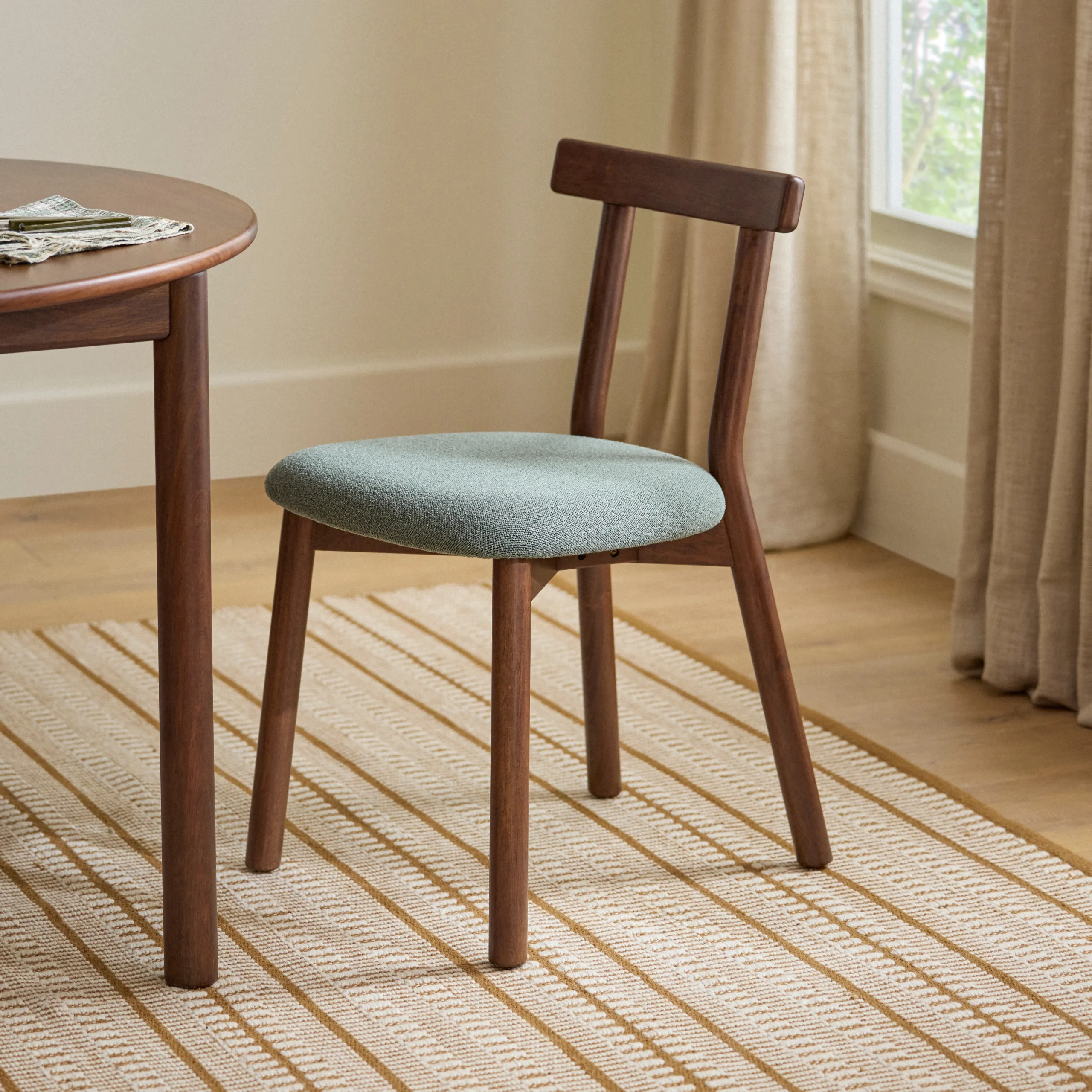 Ulka Dining Chair - Walnut and Ratine Green - Image 3