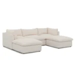 Leigh 121.5_ Modular 3-Seater U-Shaped Sectional - Ivory Wool Bouclé