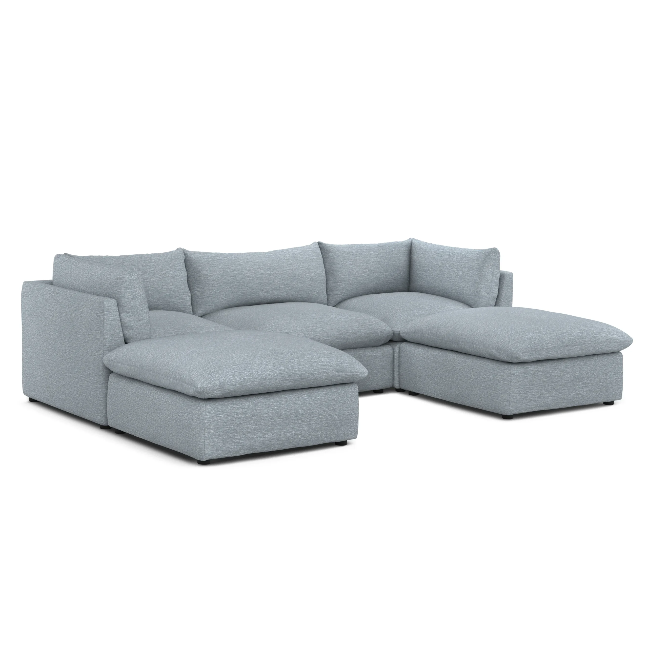 Leigh 121.5_ Modular 3-Seater U-Shaped Sectional - Silver Light Blue - Image 2
