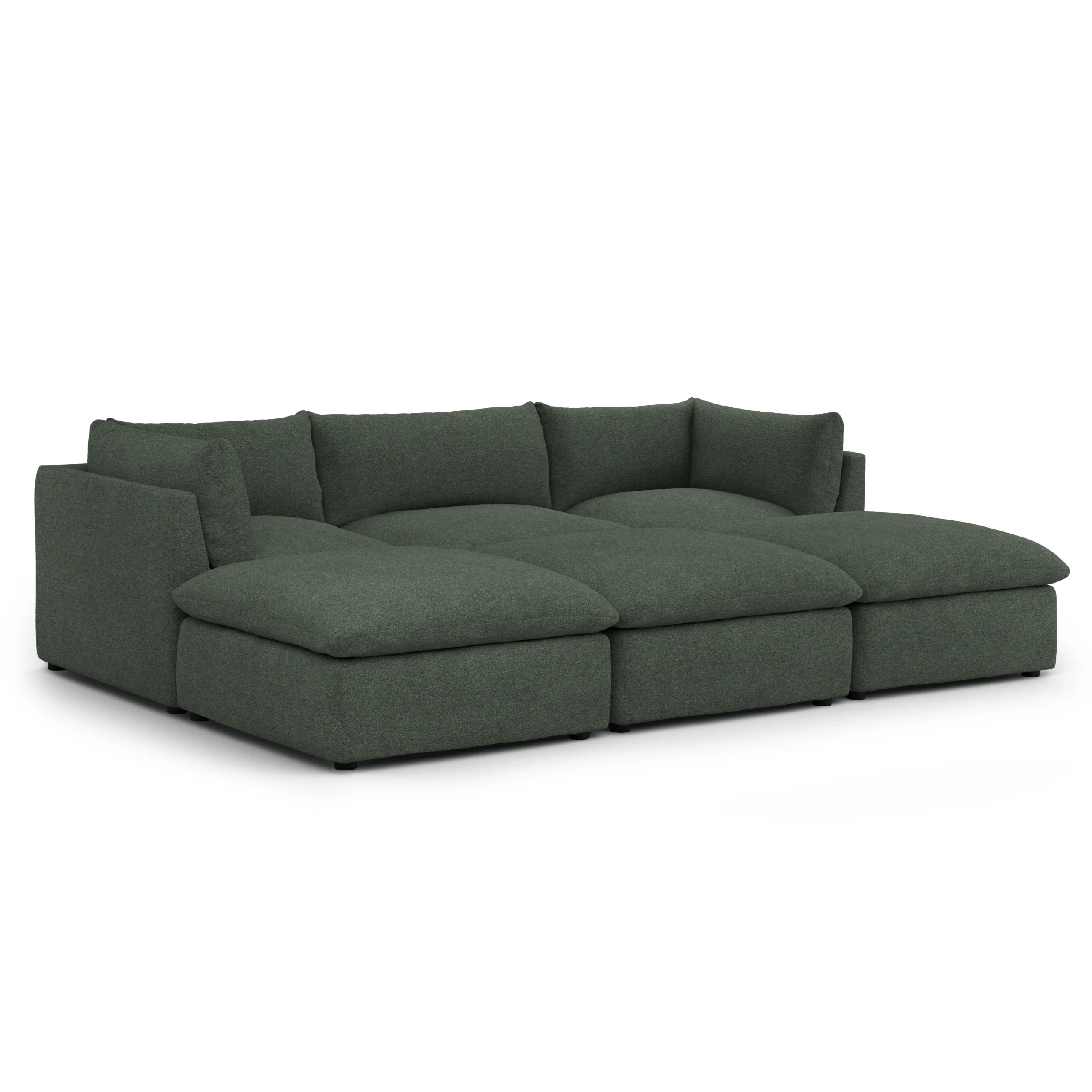 Leigh 121.5_ Modular Open Pit Sectional - Green Wool Bouclé - Image 2