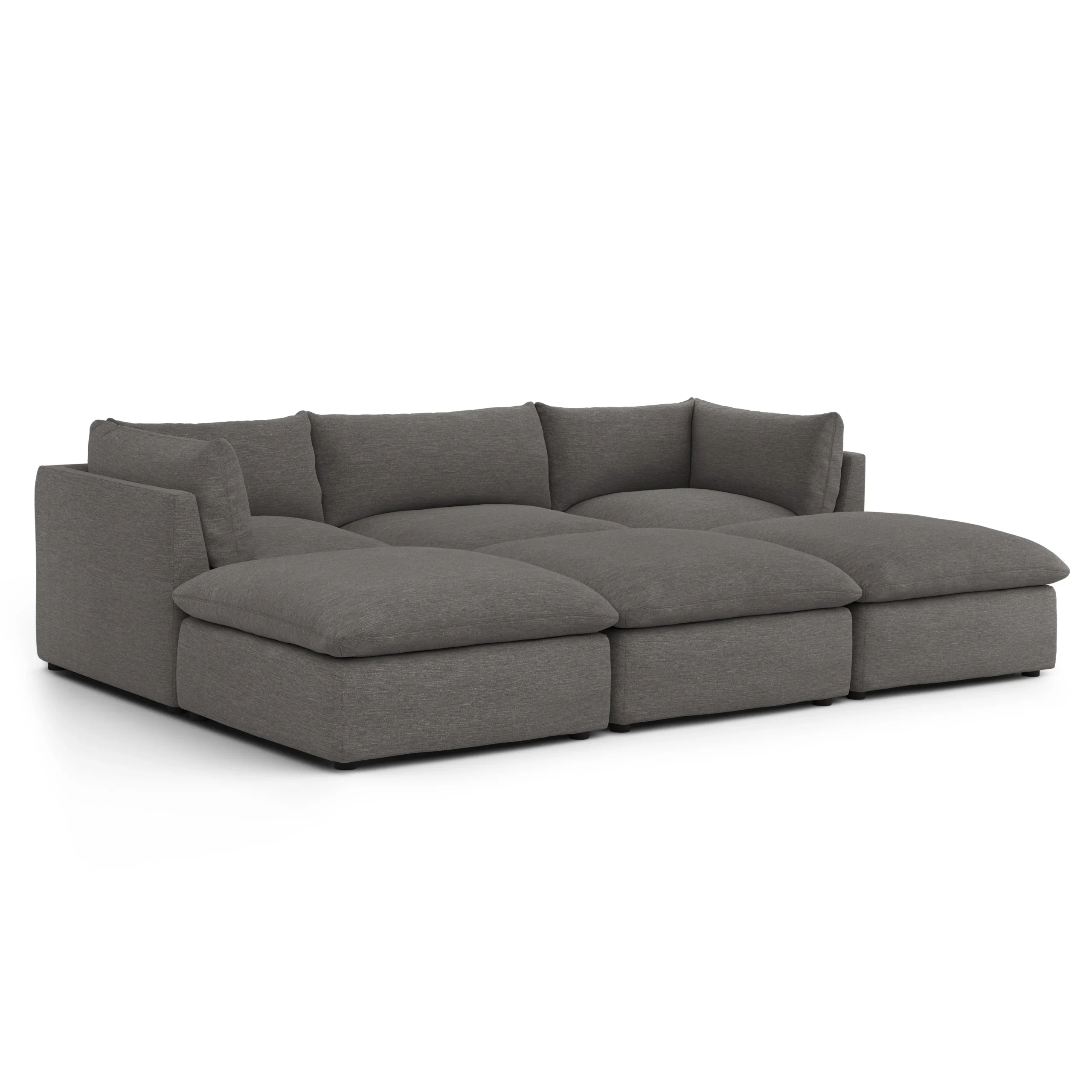 Leigh 121.5_ Modular Open Pit Sectional - Silver Gray - Image 2