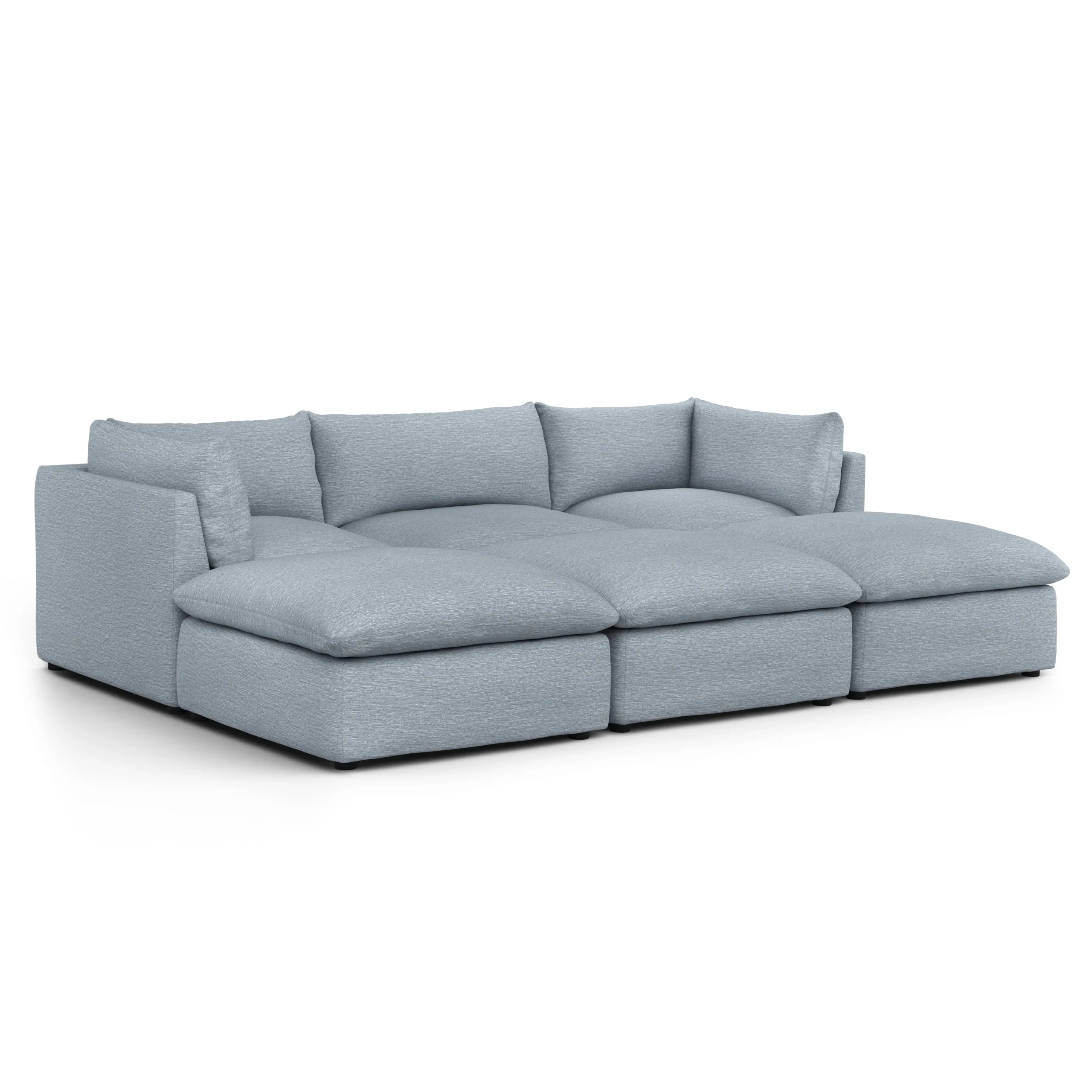 Leigh 121.5_ Modular Open Pit Sectional - Silver Light Blue - Image 2