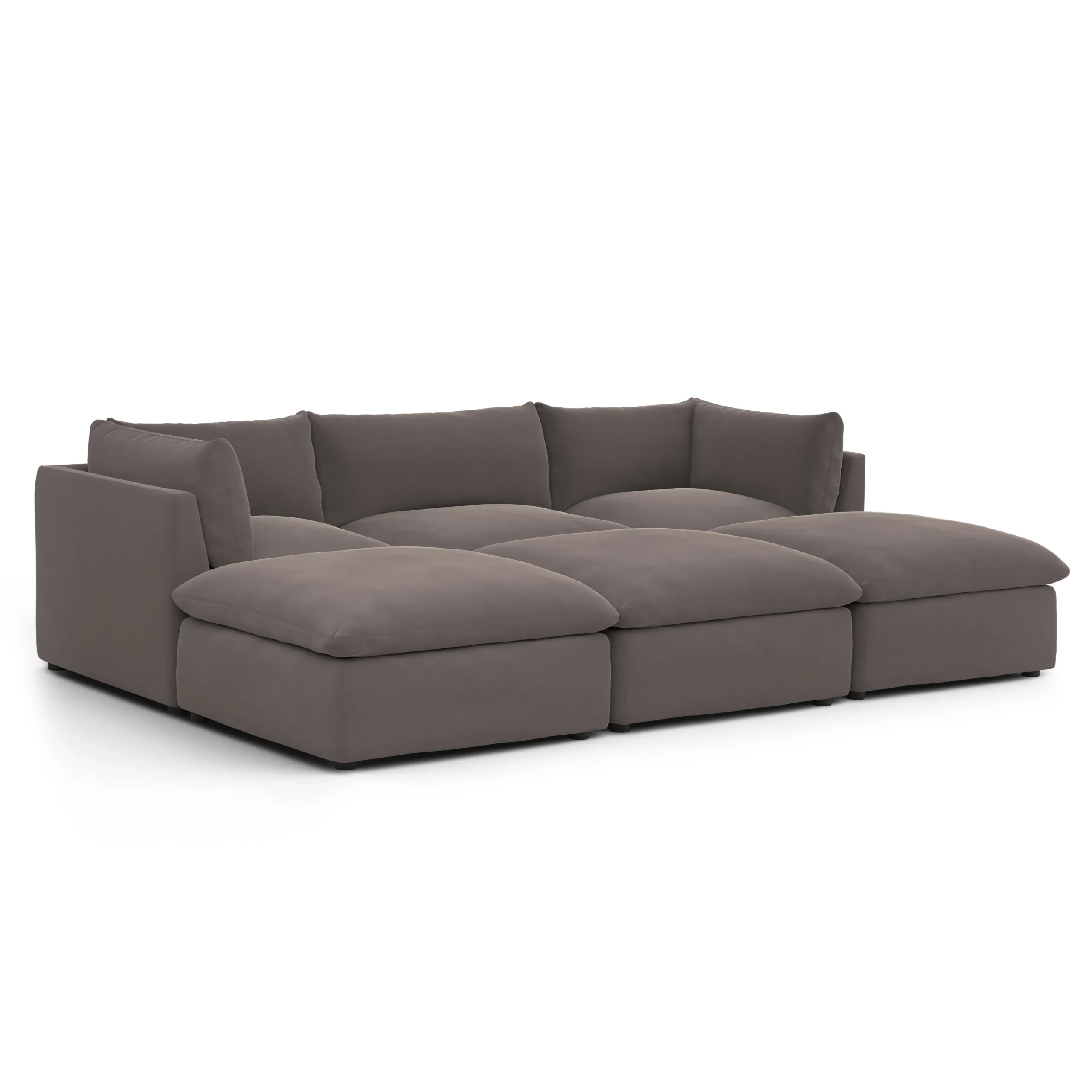 Leigh 121.5_ Velvet Modular Open Pit Sectional - Hale Warm Gray - Image 2
