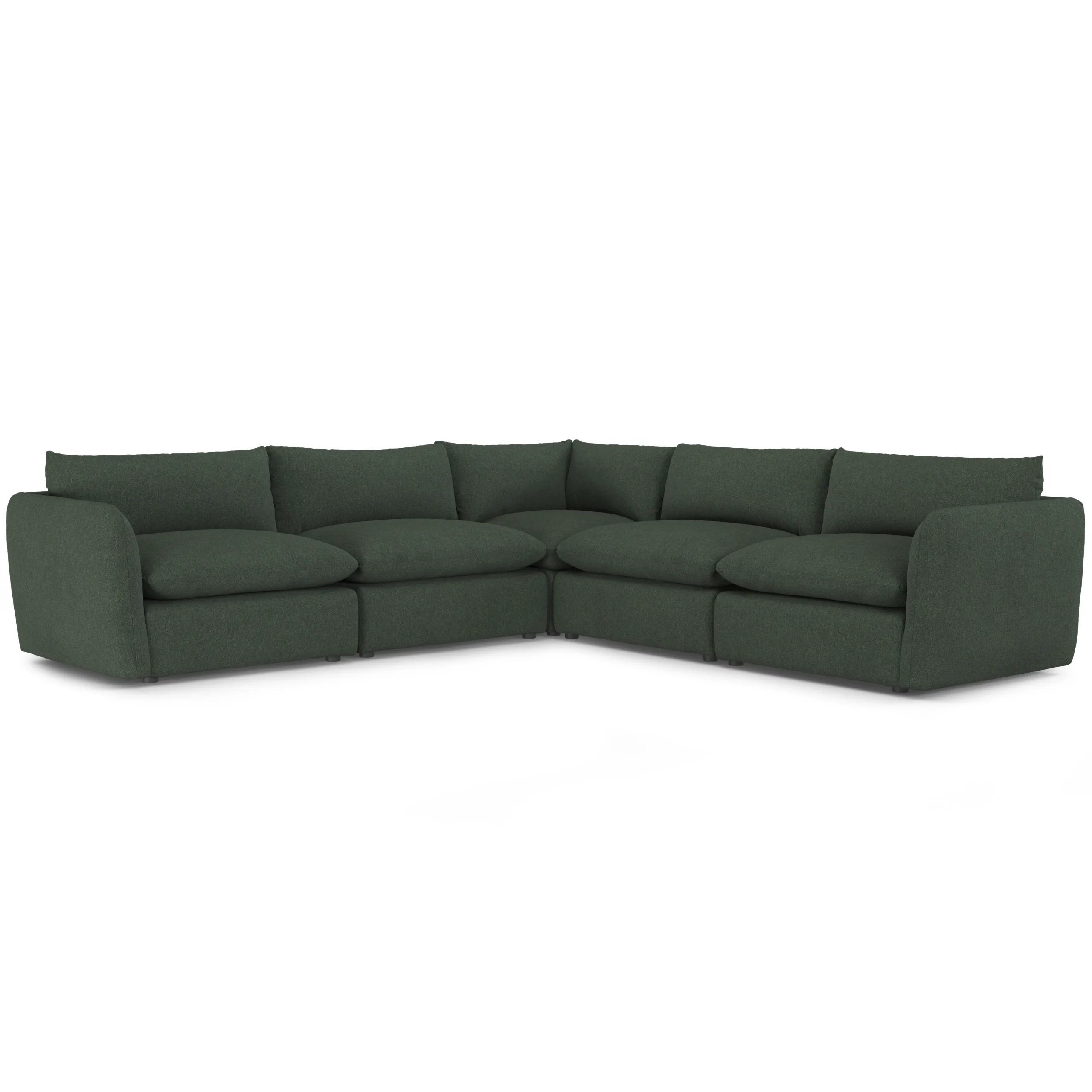 Leigh 126_ Modular Corner Sectional - Green Wool Bouclé - Image 2